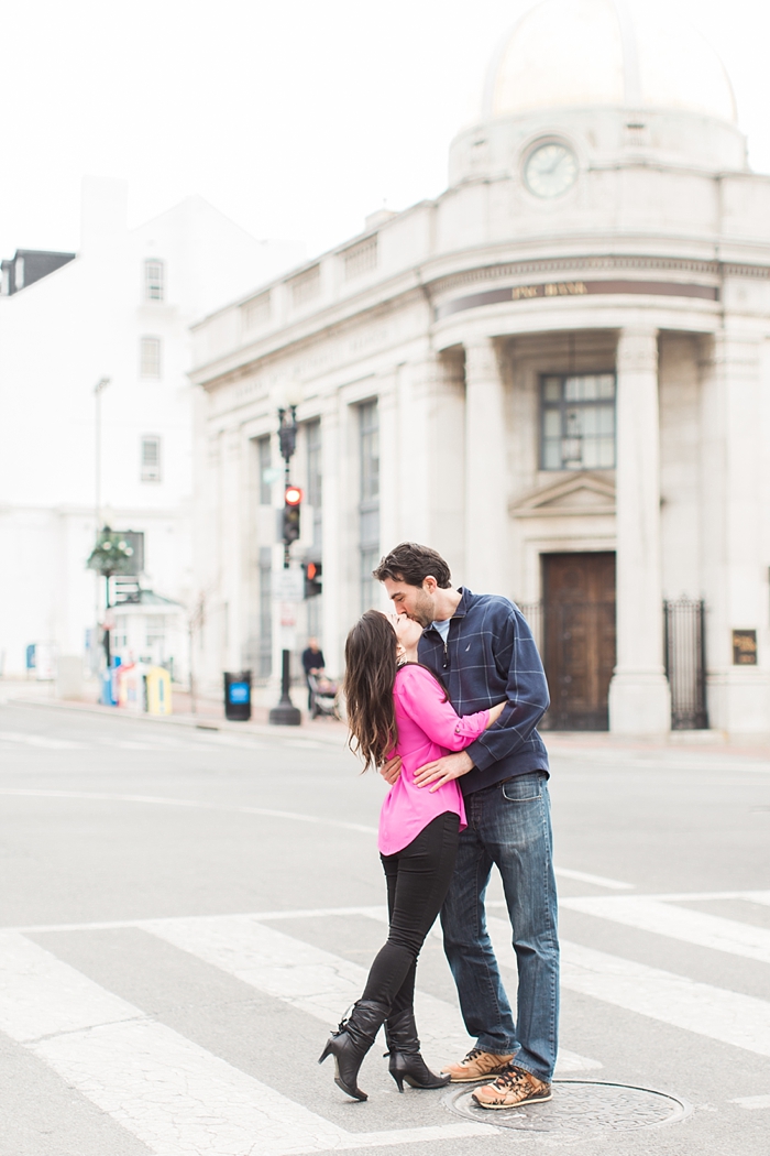 A romantic and wintry Georgetown engagement session photographed by  Washington DC photographer, Alicia Lacey. 