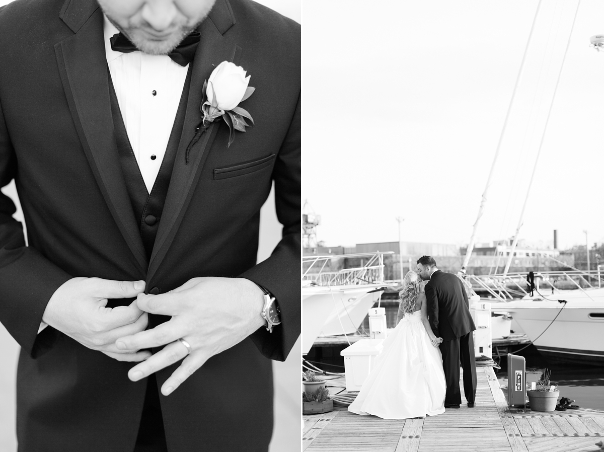 A posh and sophisticated black tie wedding set on the docks of the Baltimore Harbor, over looking downtown.