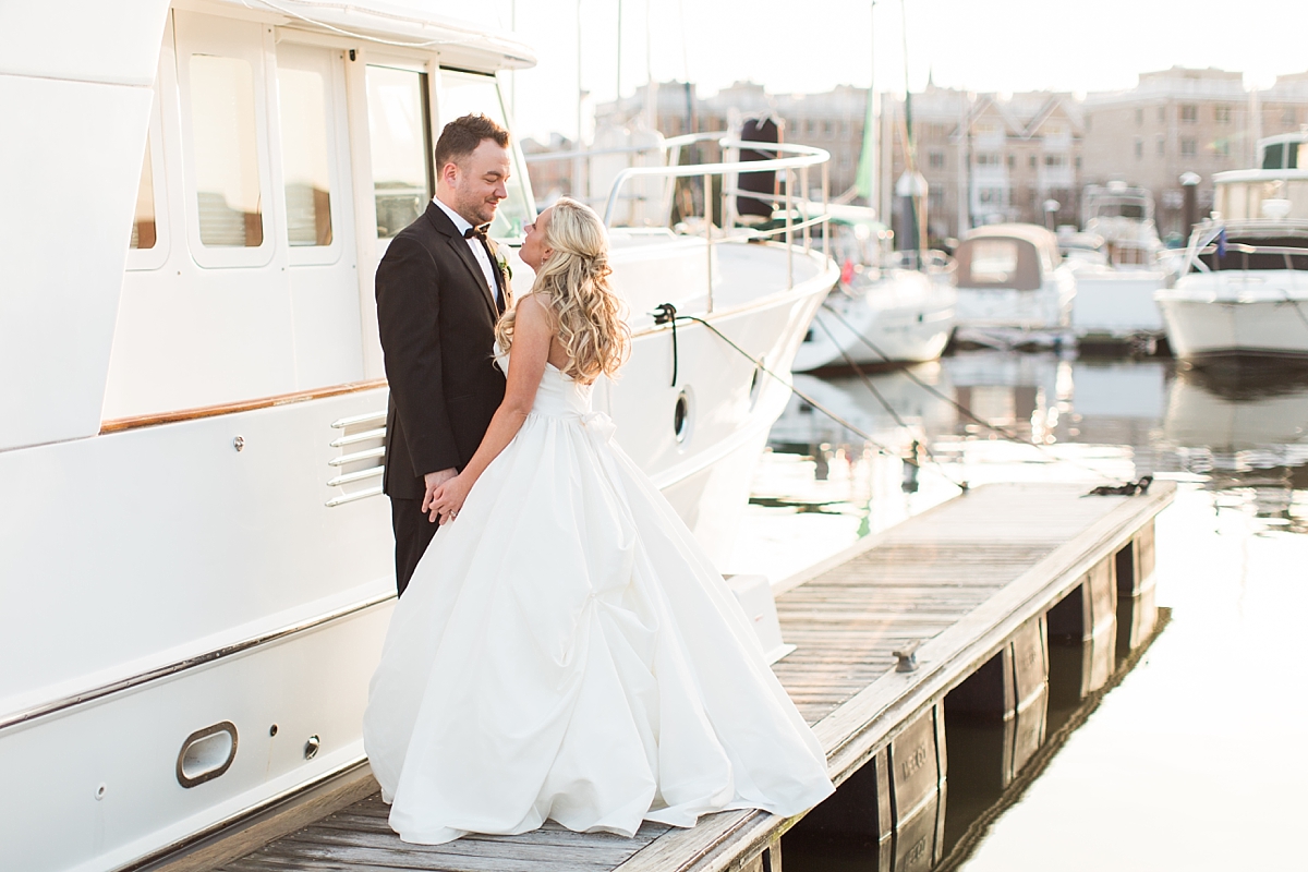 A posh and sophisticated black tie wedding set on the docks of the Baltimore Harbor, over looking downtown.