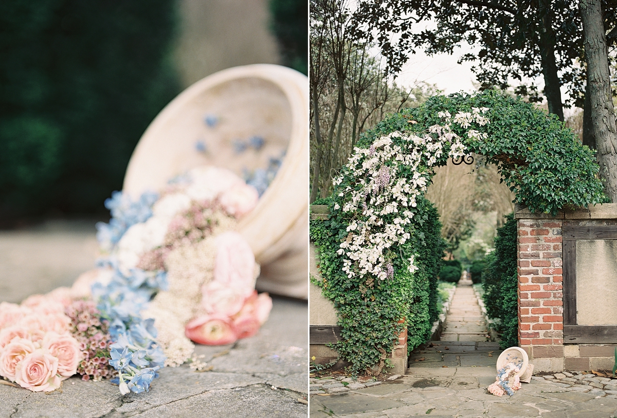 A stunning fine art bridal shoot at Agecroft Hall in Richmond, VA that incorporates natural and organic details.