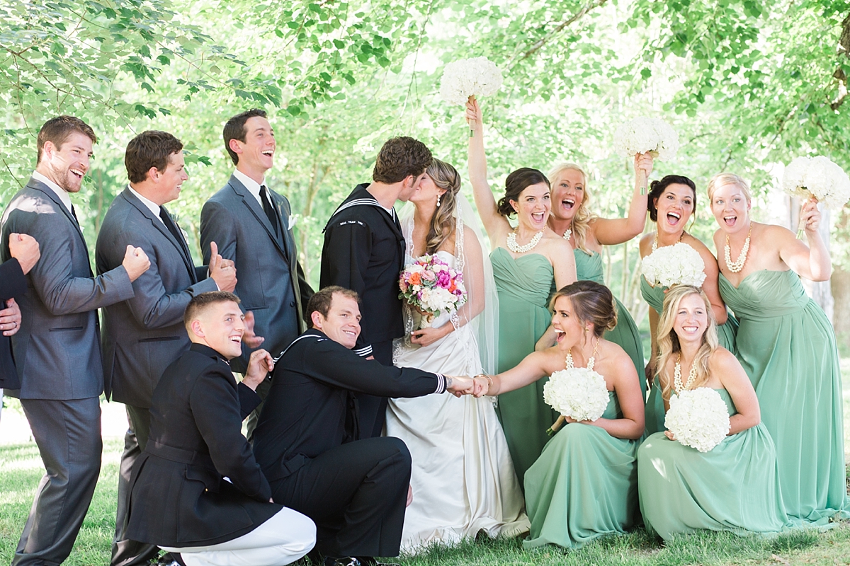 A beautiful pink and green outdoor wedding ceremony at Clover Forest Plantation in Goochland, VA -- photographed by Alicia Lacey Photography, a Washington DC wedding photographer. 
