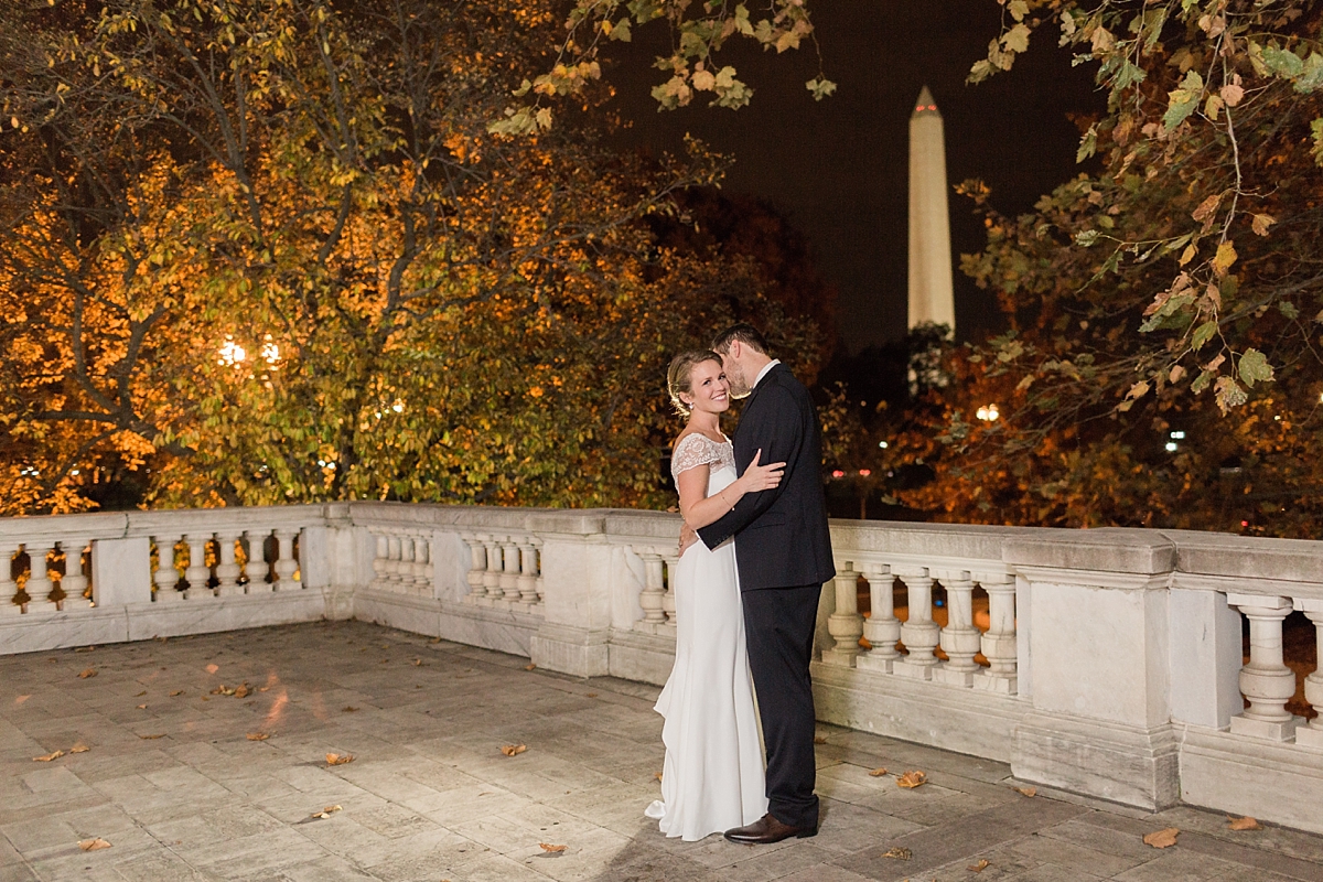 A classic black tie wedding photographed at DAR Constitution Hall in the heart of Washington, DC during the peak of a colorful fall season. 
