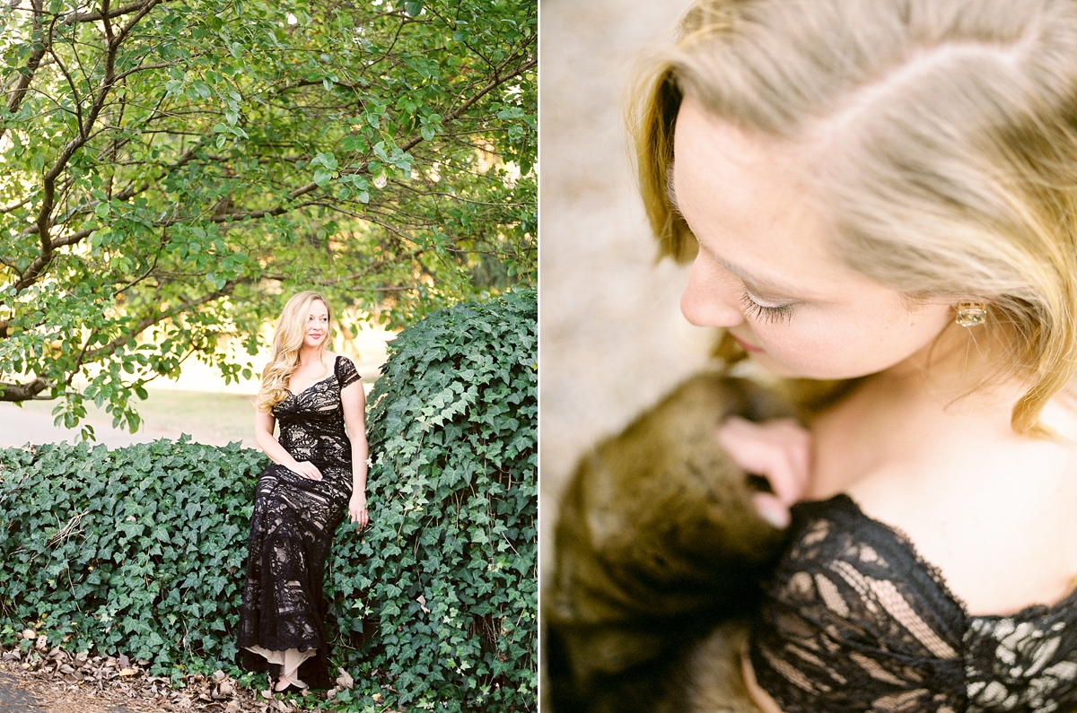 A glamorous sunset portrait session on film at a private venue outside of Washington, DC. 