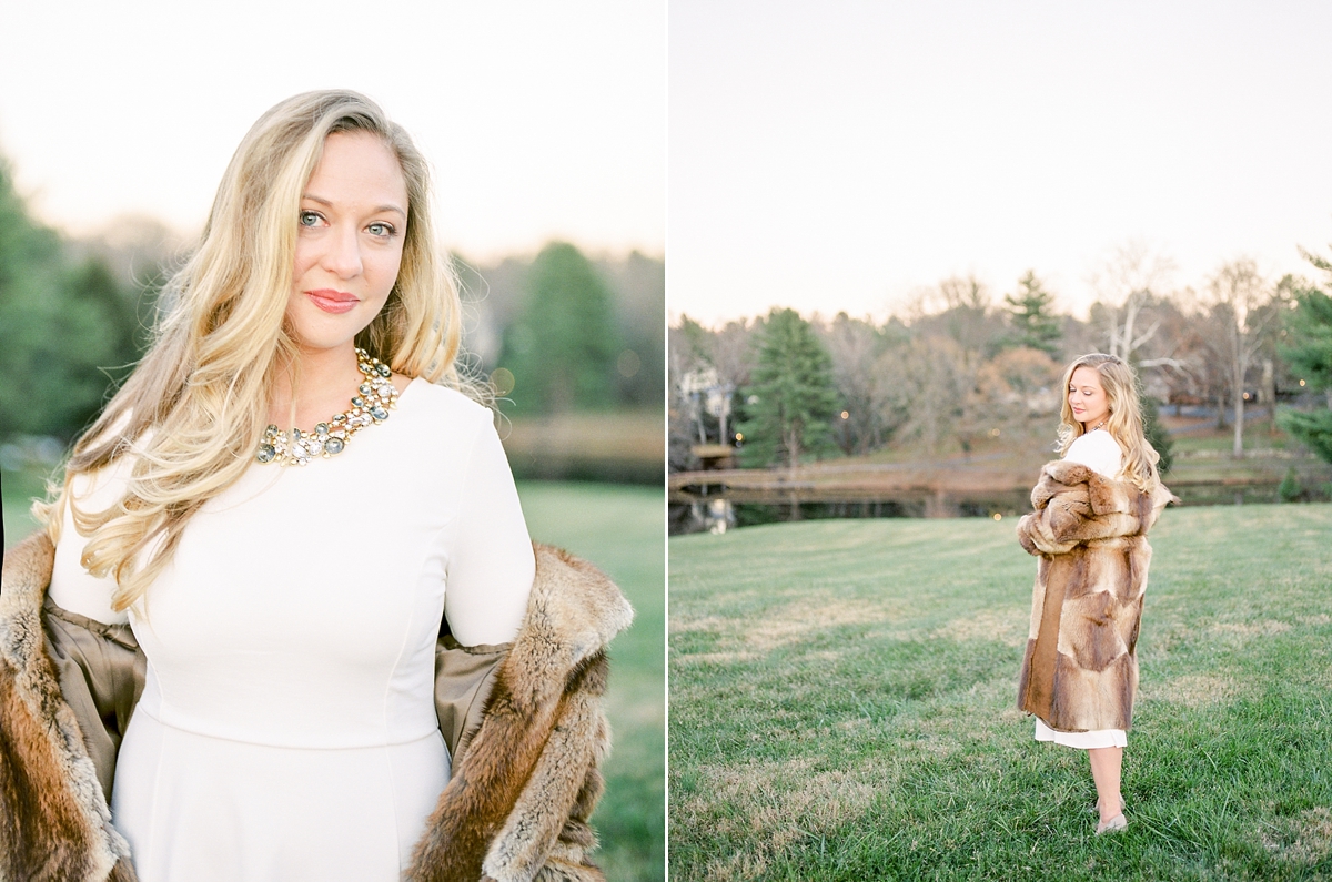A glamorous sunset portrait session on film at a private venue outside of Washington, DC. 