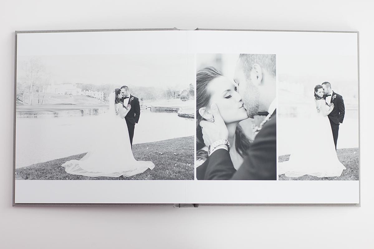 A professional lay flat album designed for a wedding at The Congressional Country Club in Bethesda, MD -- just outside of Washington, DC. 