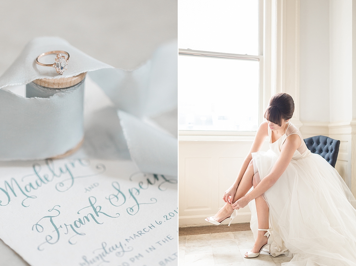 This Washington, DC wedding photographer captures a modern french inspired wedding complete with a soft tulle gown and a gorgeous palette of blues and creams. 