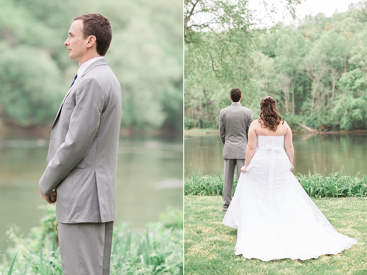 A stunning waterfront wedding surrounded by the natural beauty of Virginia's lush greenery and colorful flowers.