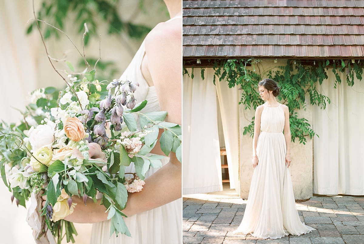 A gorgeous wedding at the waterfront venue of RiverOaks in Charleston, SC with a stunning muted palette highlighted by an abundance of flowers & Spanish moss.