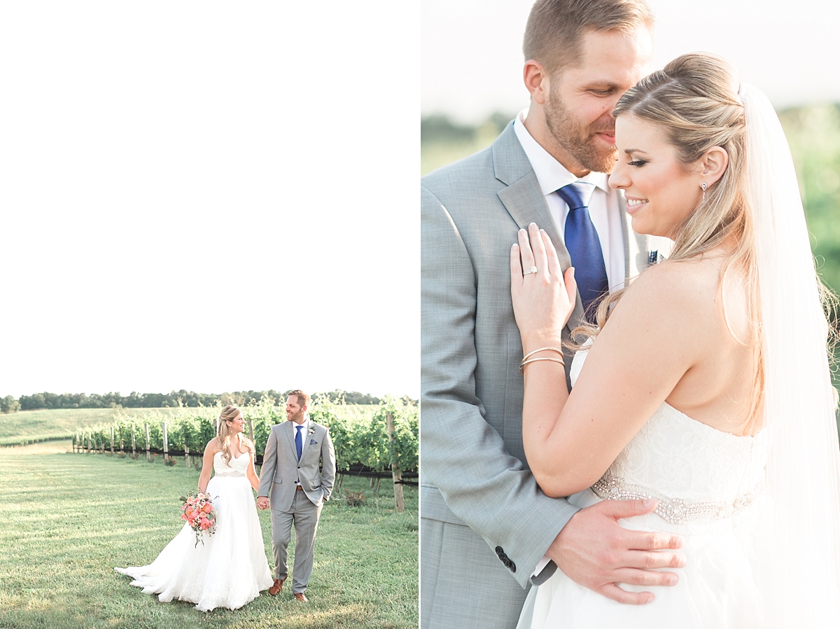 A gorgeous vineyard wedding photographed at Stone Tower Winery in Leesburg, VA filled with pops of colorful summer flowers. 