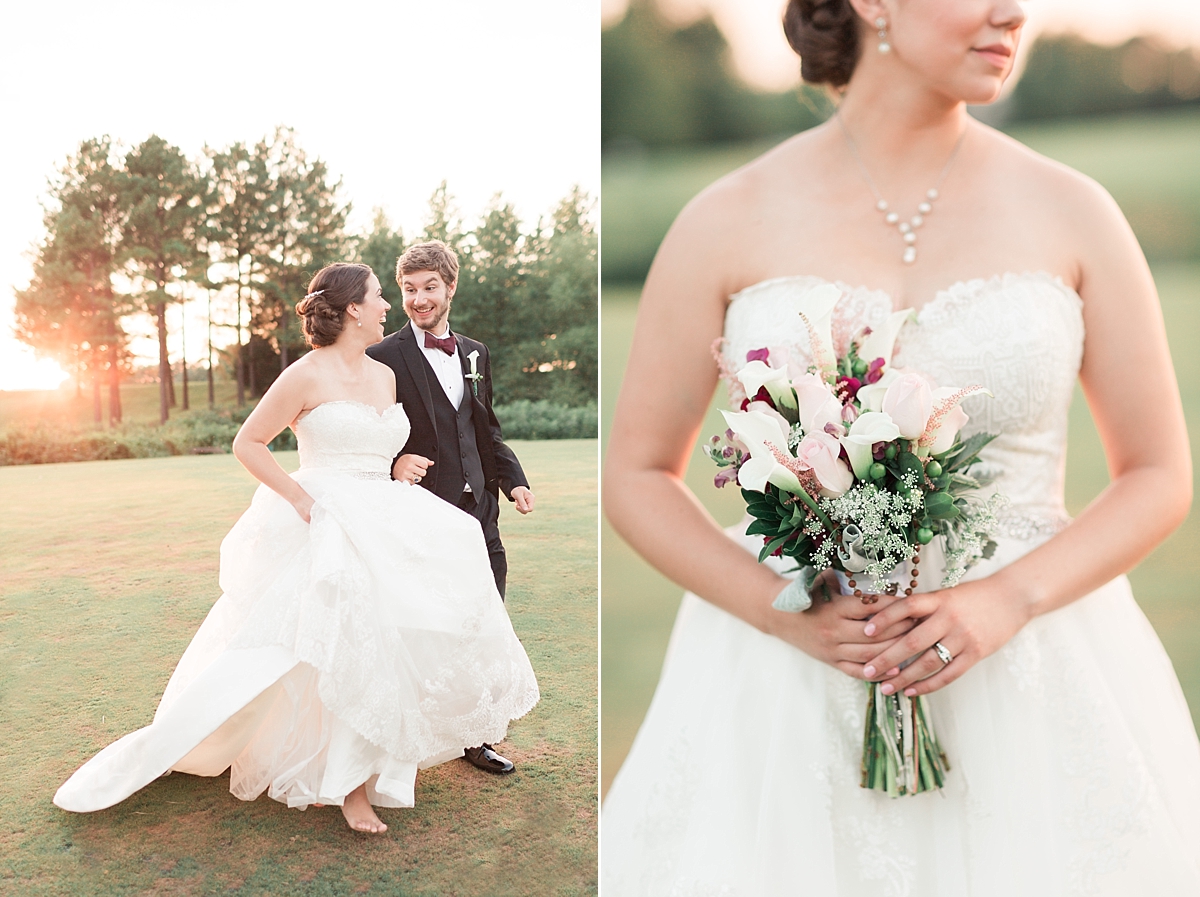 A classic summer wedding filled with shades of pink and maroon is held at Dominion Valley Country Club in Haymarket, VA; just outside of Washington, DC. 