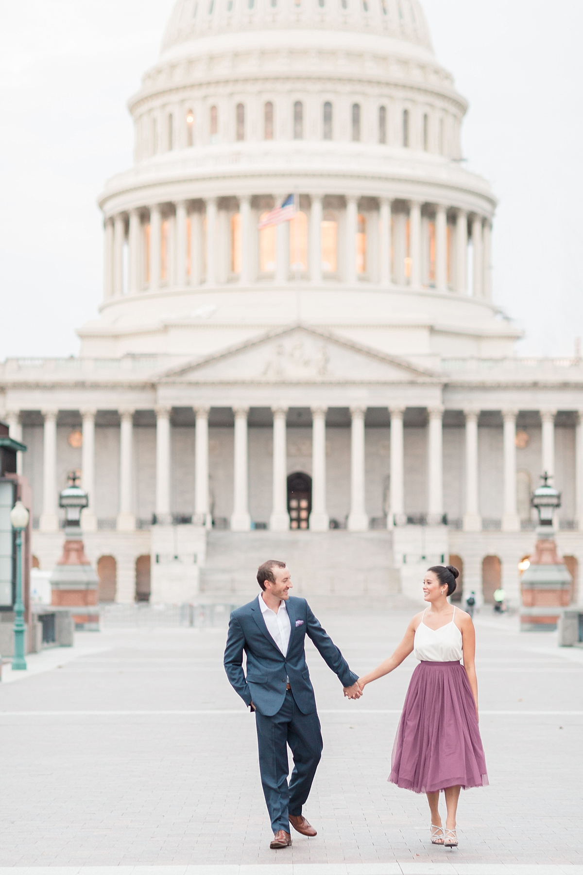 A gorgeous sunrise session at the iconic Library of Congress and Yards Park is photographed by fine art Washington, DC wedding photographer, Alicia Lacey. 