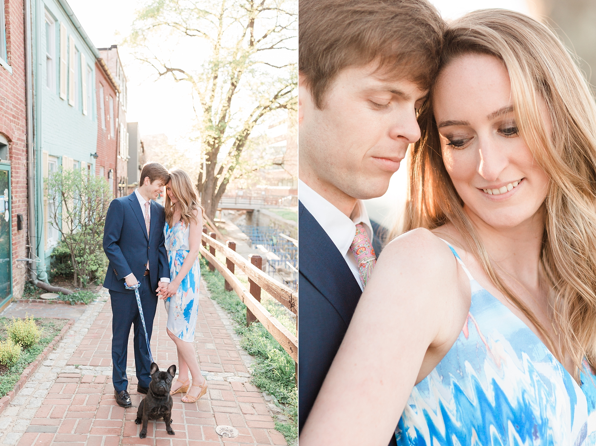 This Georgetown engagement session captured by Washington, DC wedding photographer, Alicia Lacey is complete with a stylish couple and their adorable puppy!