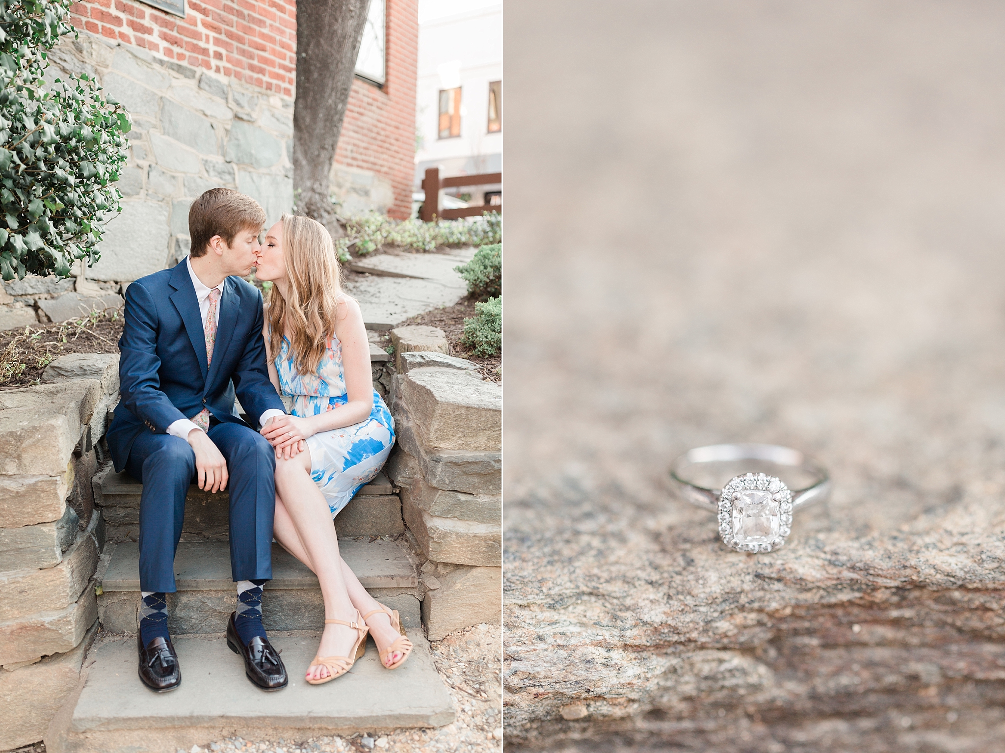 This Georgetown engagement session captured by Washington, DC wedding photographer, Alicia Lacey is complete with a stylish couple and their adorable puppy!