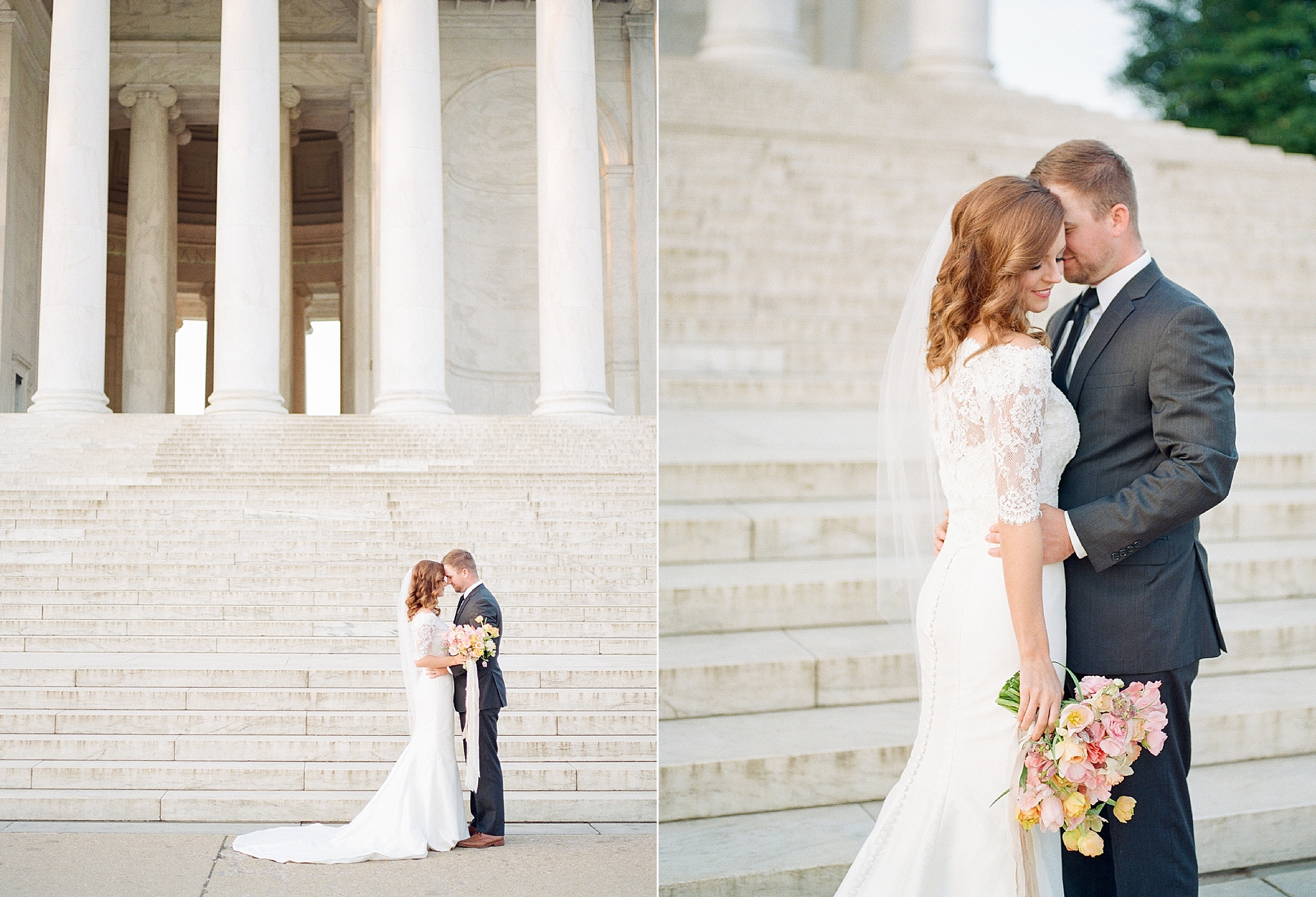 These stunning photos were taken during a spring wedding at the Jefferson Memorial in Washington, DC during peak bloom of the infamous cherry blossoms.