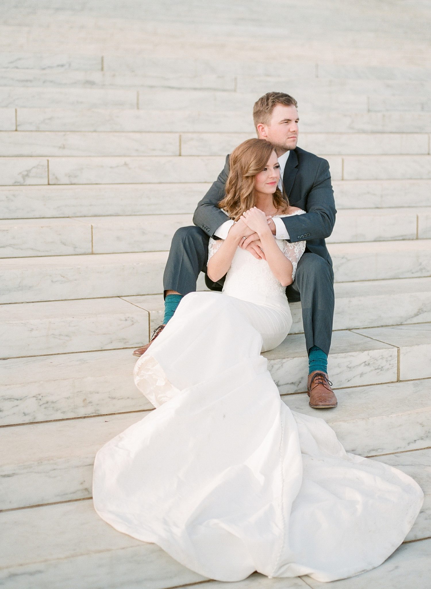 These stunning photos were taken during a spring wedding at the Jefferson Memorial in Washington, DC during peak bloom of the infamous cherry blossoms.