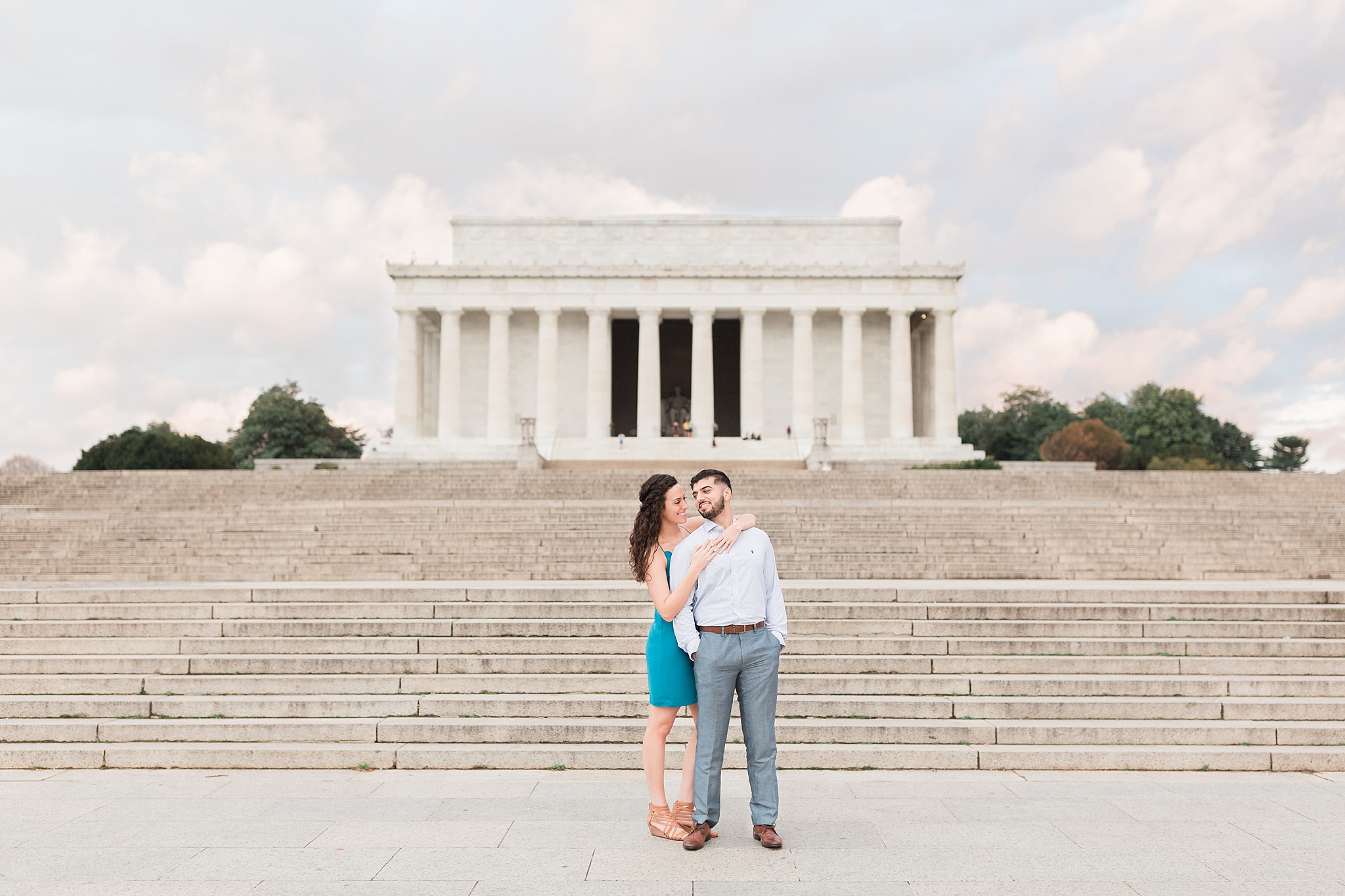 A spring engagement session explores all of the most iconic spots in Washington, DC including the Lincoln Memorial and infamous cherry blossom trees! 