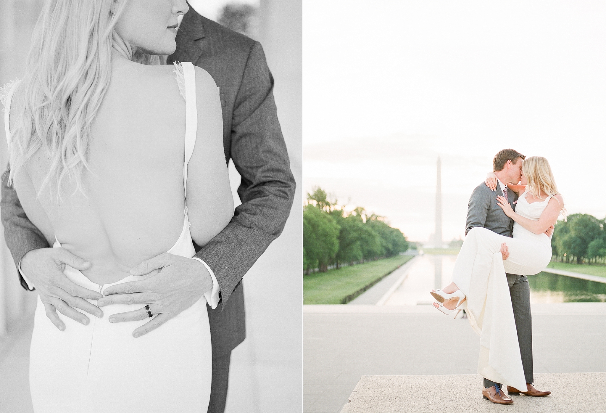 A film anniversary session photographed by Washington, DC photographer, Alicia Lacey, at the iconic Lincoln Memorial and DC War Memorial.