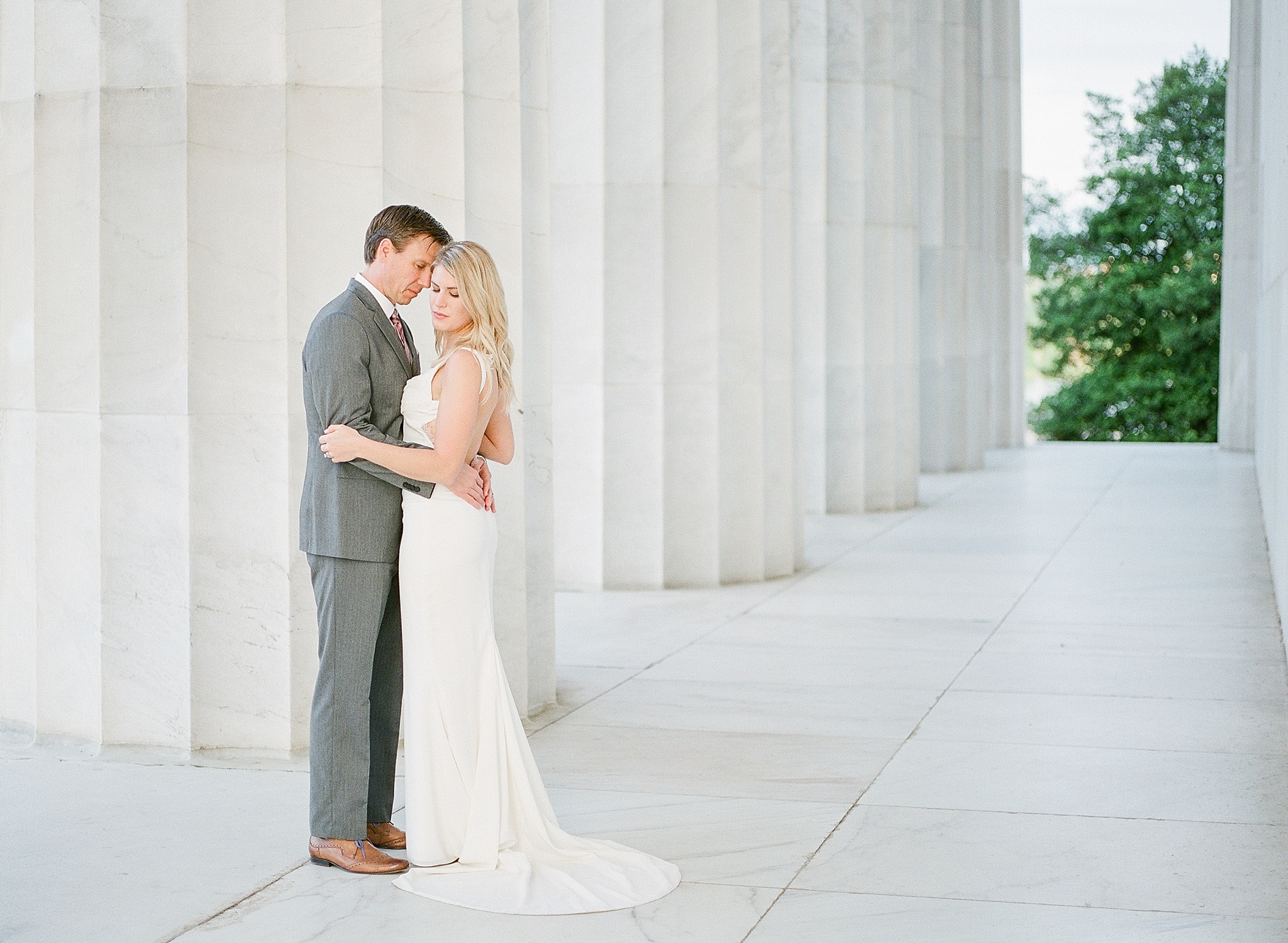 A film anniversary session photographed by Washington, DC photographer, Alicia Lacey, at the iconic Lincoln Memorial and DC War Memorial.