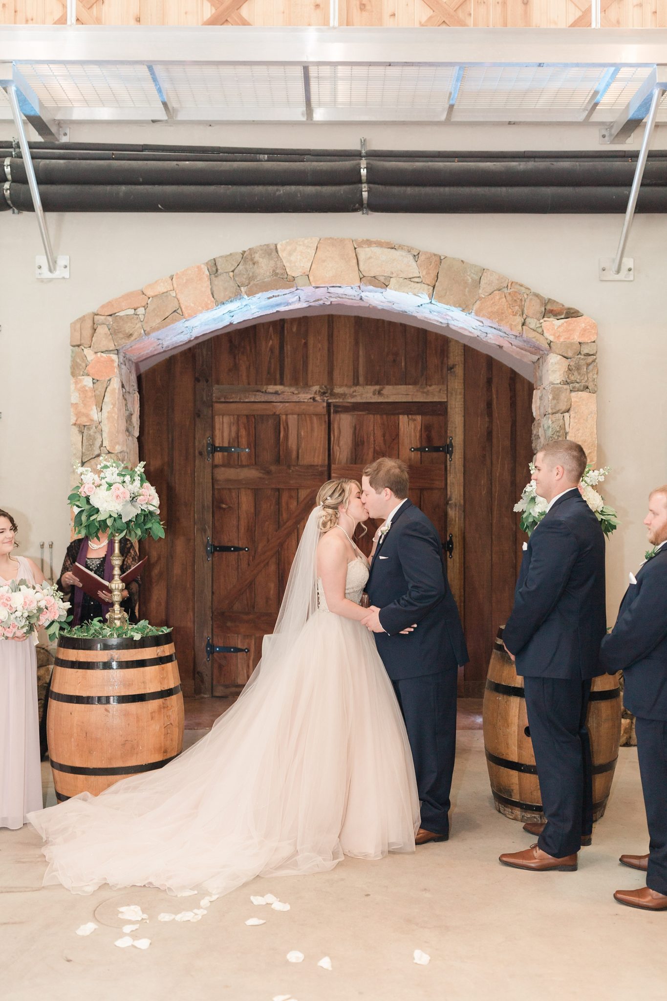 This gorgeous Stone Tower Winery wedding features a blush and cream color palette and is photographed by Washington, DC wedding photographer, Alicia Lacey. 