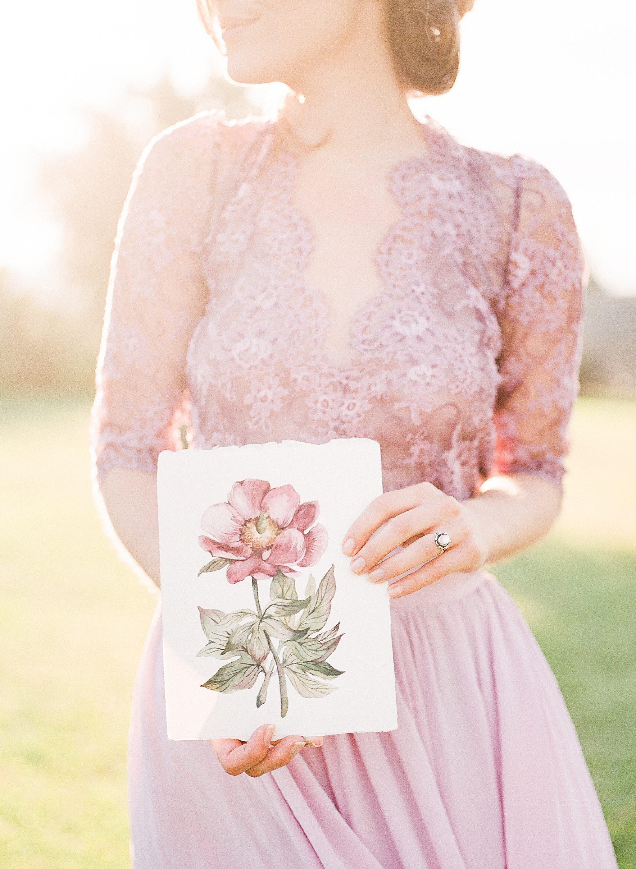 These fine art film bridal portraits were photographed in the Provence region of Southern France at Domaine de Sarson and feature an Emily Riggs wedding gown.