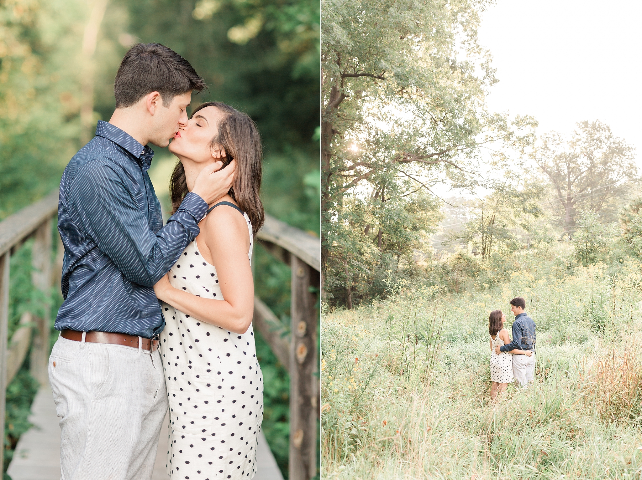 A sunrise anniversary session at Manassas Battlefield Park features a stylish couple and their adorable puppy! 