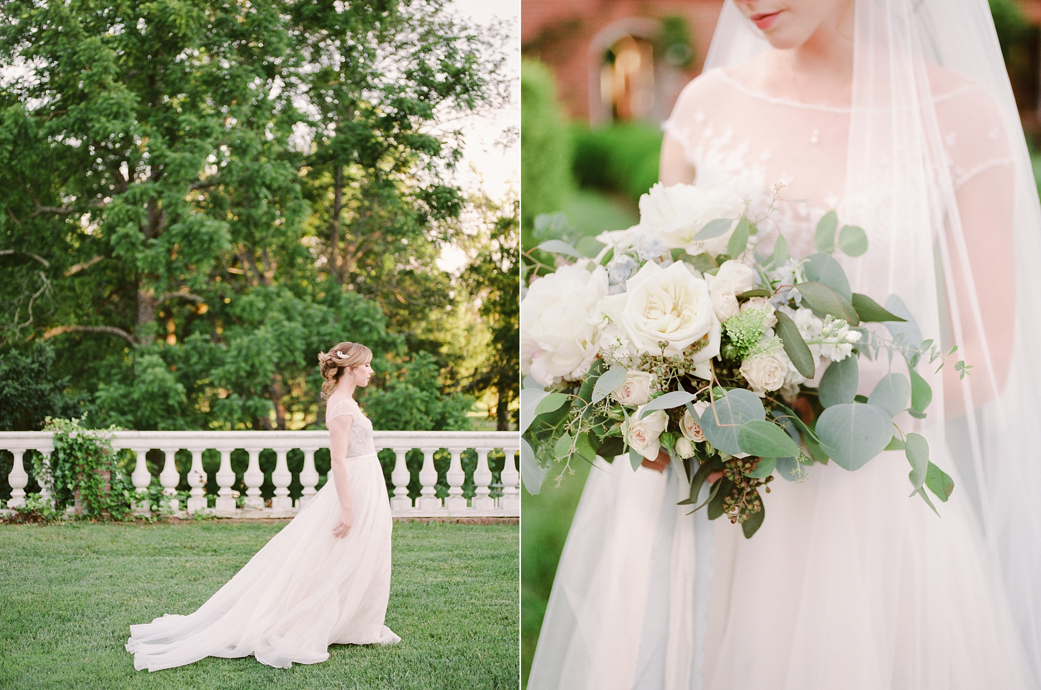 Classic and timeless bridal portraits are captured by Washington, DC fine art wedding photographer, Alicia Lacey at Oatlands Plantation in Leesburg, VA.