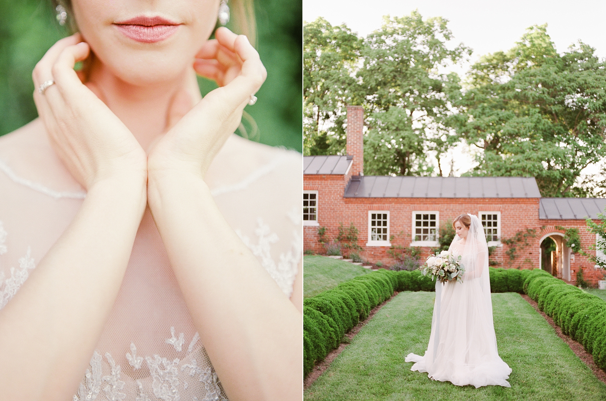 Classic and timeless bridal portraits are captured by Washington, DC fine art wedding photographer, Alicia Lacey at Oatlands Plantation in Leesburg, VA.