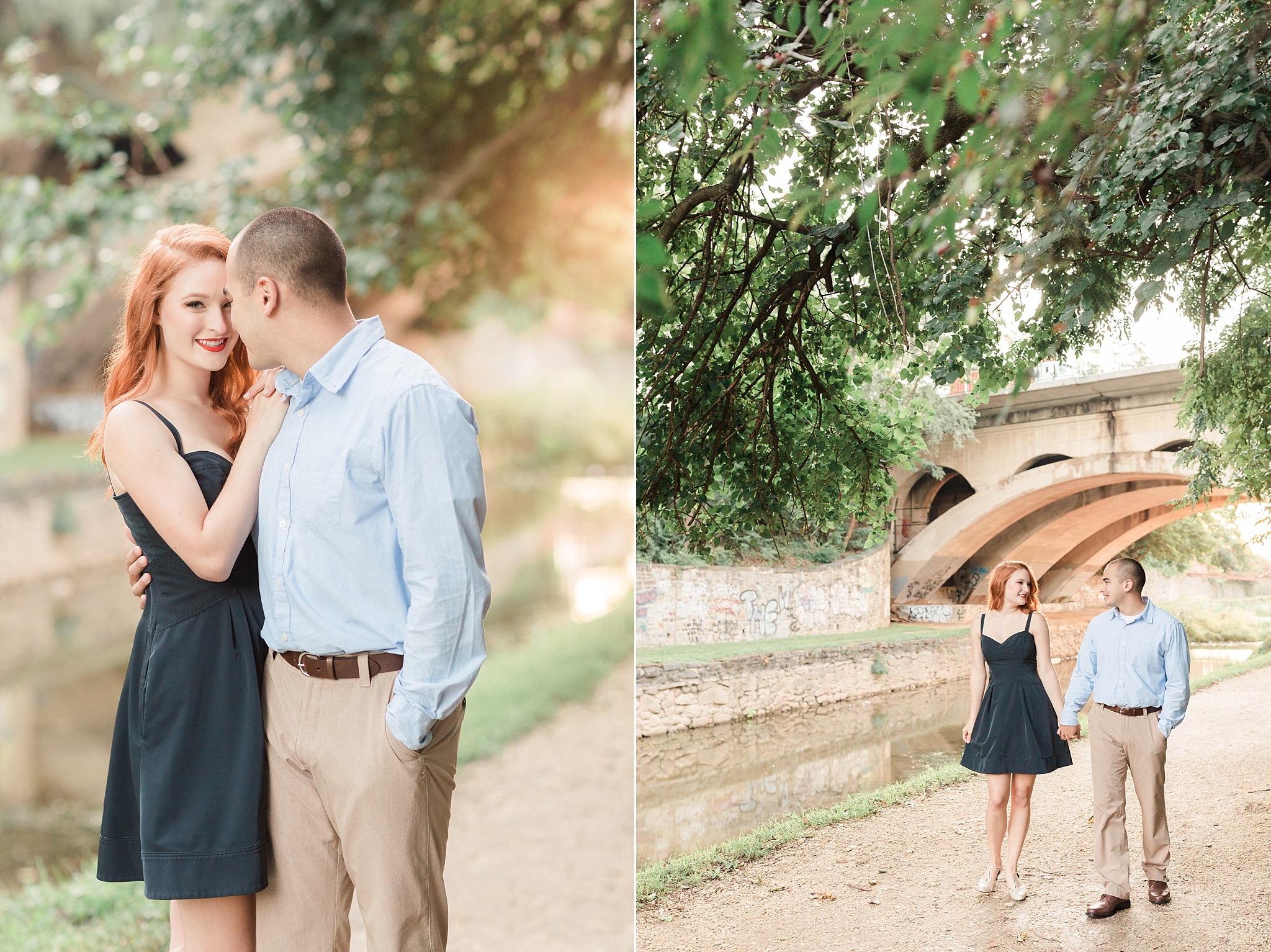 This romantic engagement session in Georgetown takes place along the waterfront and canals at sunrise. As photographed by DC photographer, Alicia Lacey