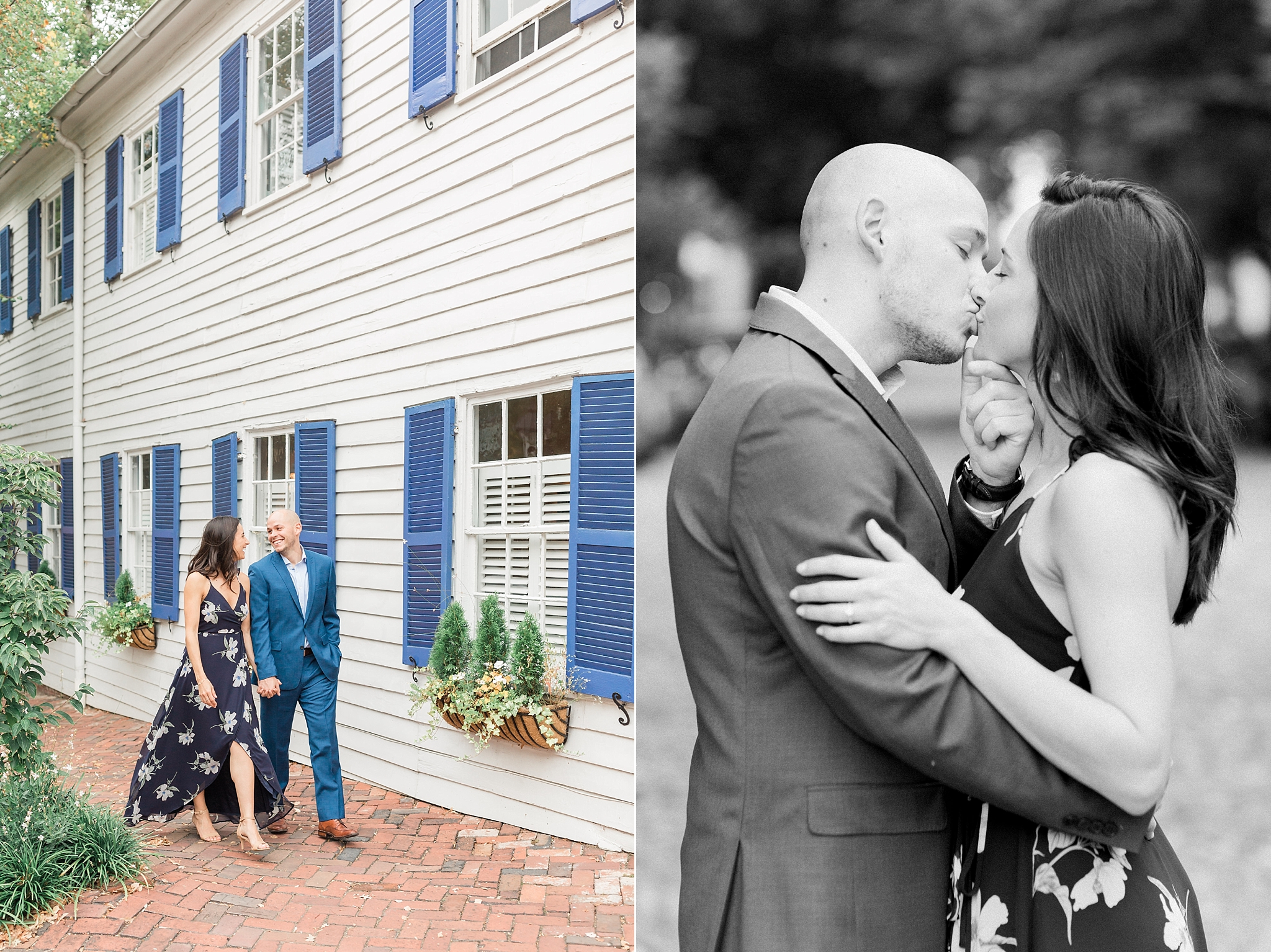 A romantic sunset engagement session in Old Town Alexandria features a stylish couple who is being married at Pippin Hill next summer! 