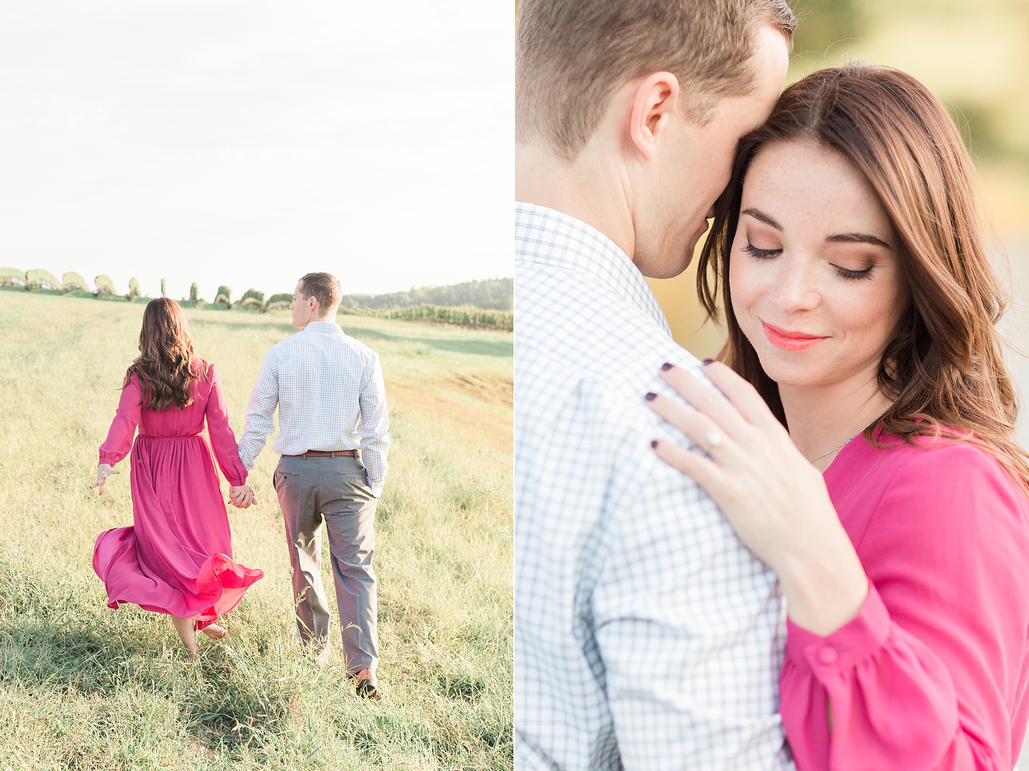 A romantic fall engagement photo session at Stone Tower Winery, a popular vineyard in Leesburg, VA.