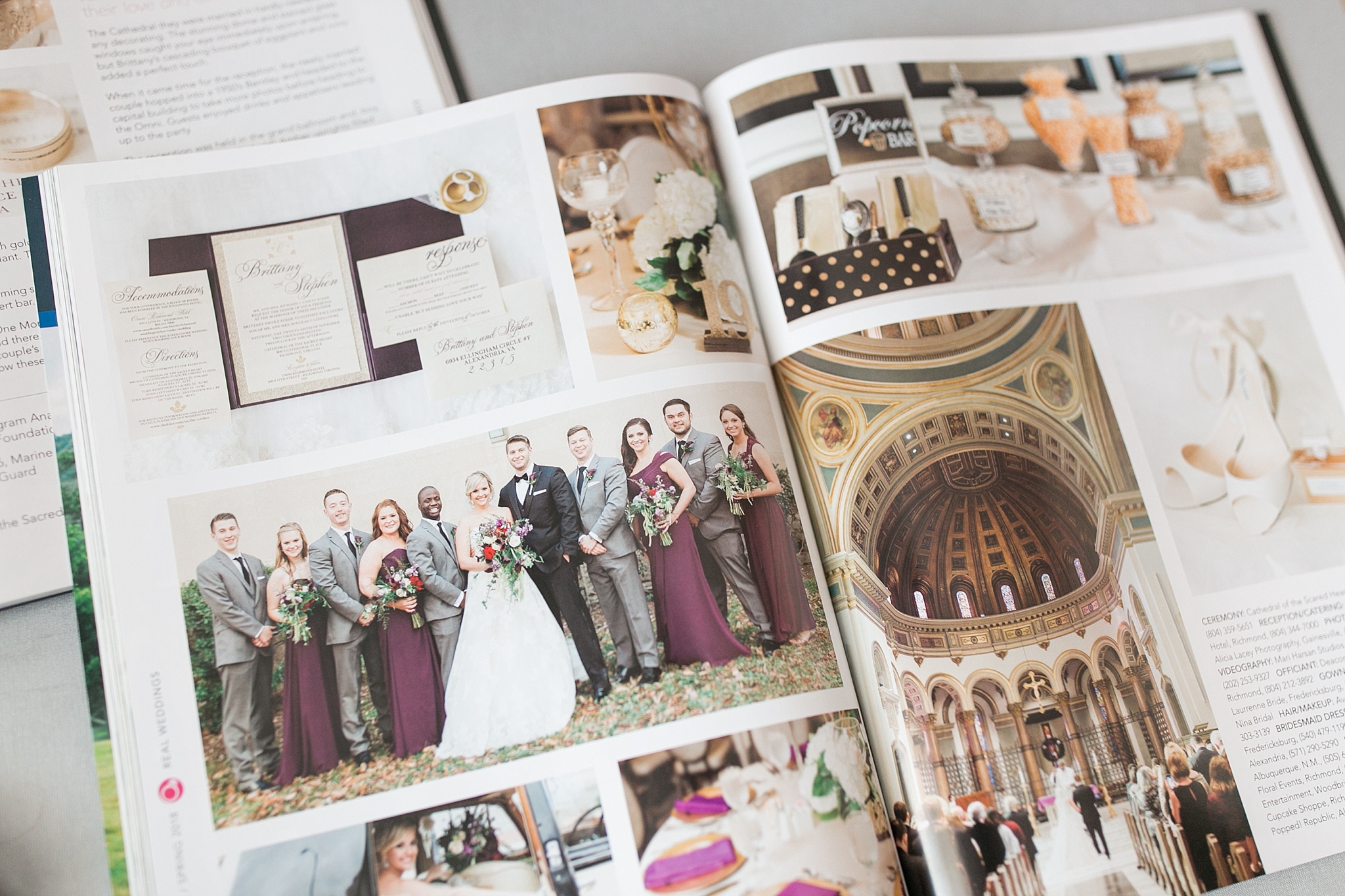 A wedding photographed at The Cathedral of the Sacred Heart and Omni Richmond Hotel is featured in the recent issue of Virginia Bride Magazine. 