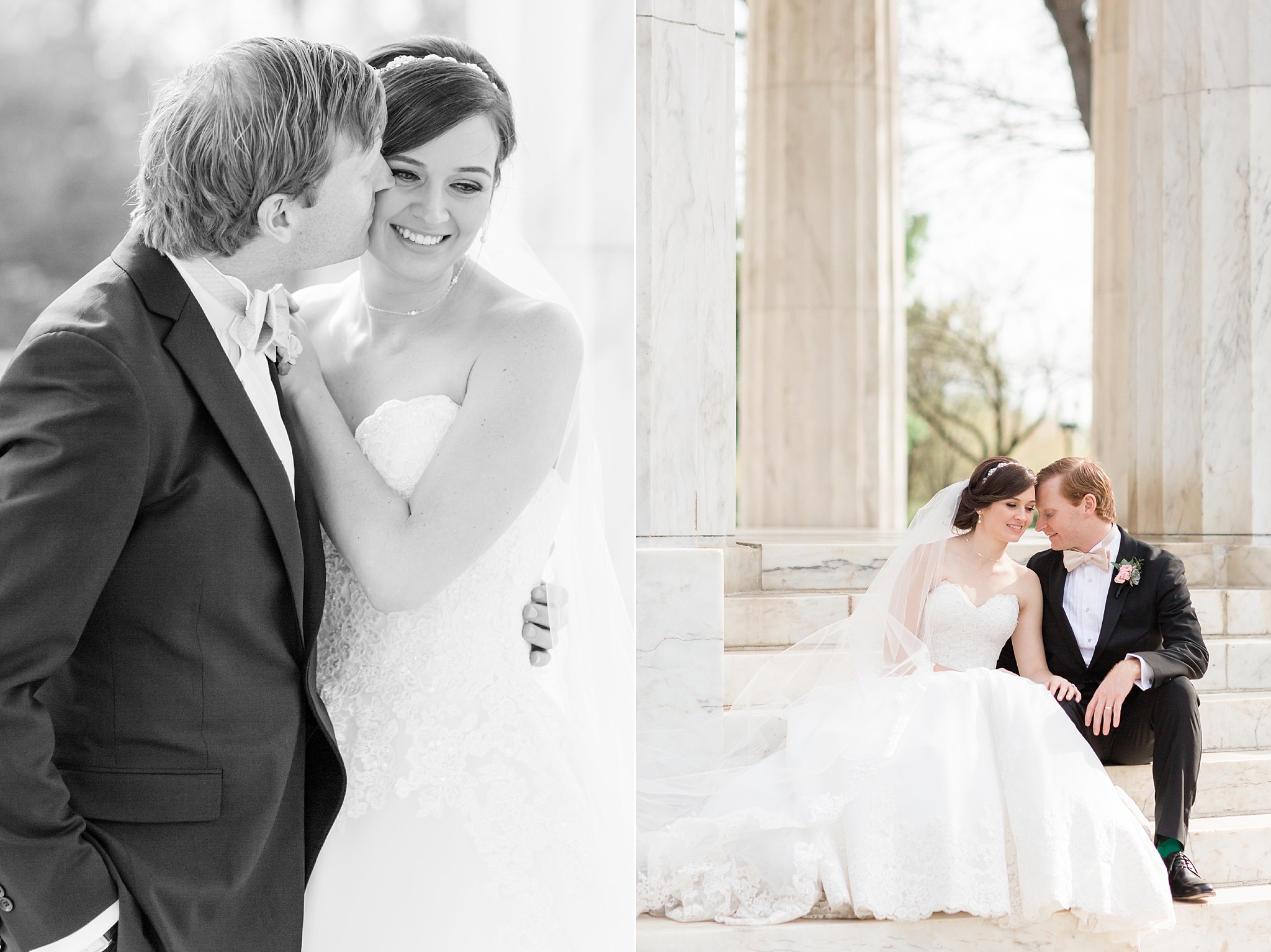 This elegant Chevy Chase Club wedding features stunning portraits at the iconic Lincoln Memorial in Washington, DC.