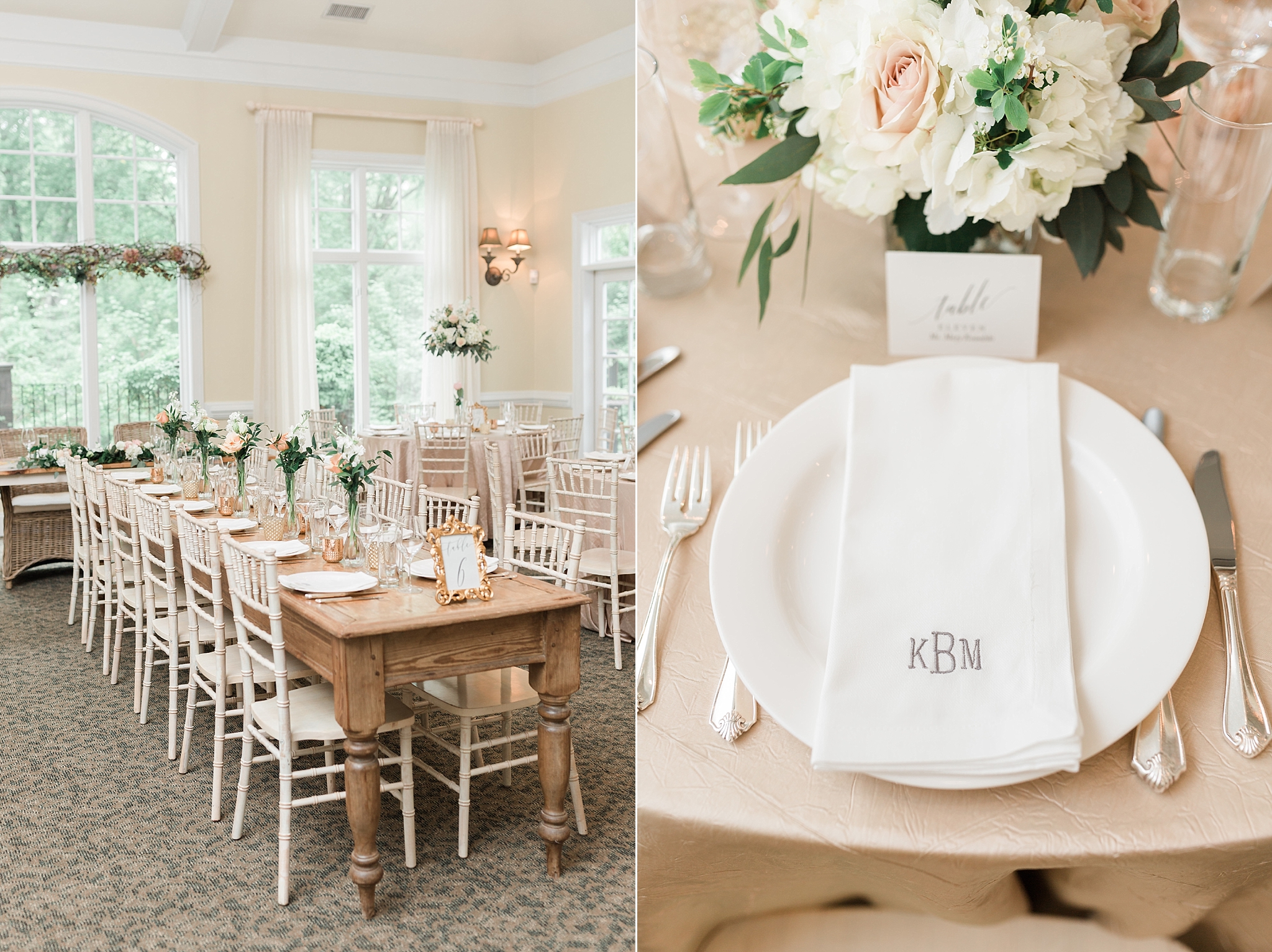 This stylish Mill at Fine Creek wedding in Powhatan, VA features a soft and romantic color palette of blush, gold, and ivory.