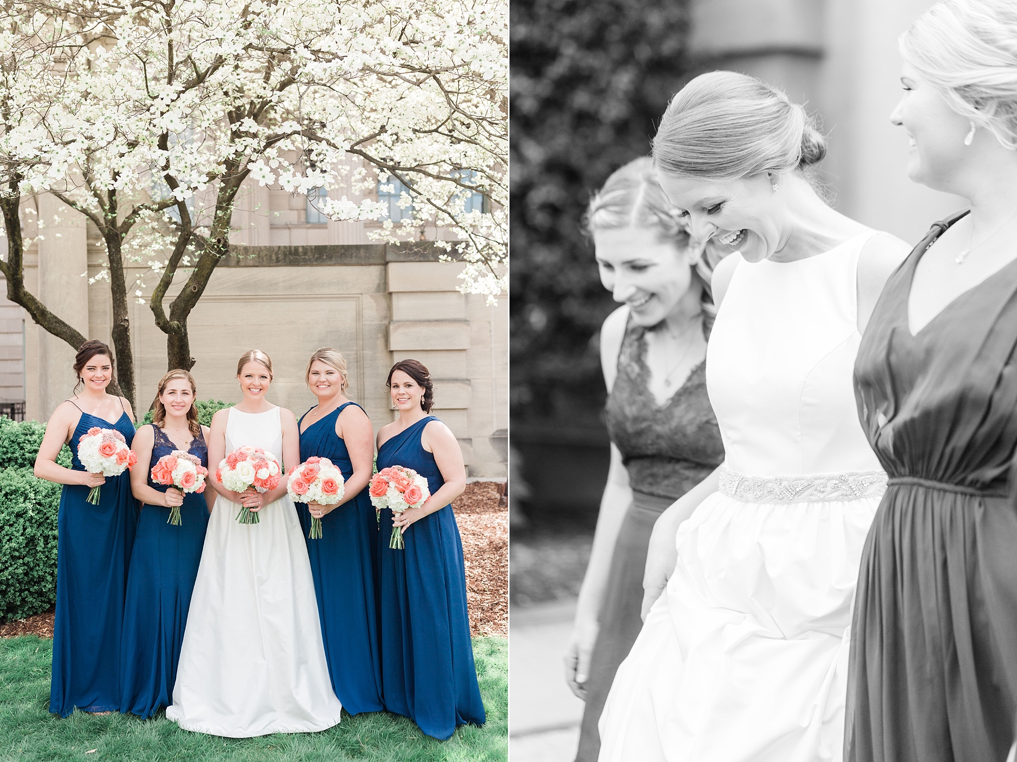 This classic DC wedding is held at the Society of the Cincinnati and Whittemore House in NW Washington, DC with a refreshing spring color palette of blush, peach, and navy blue. 