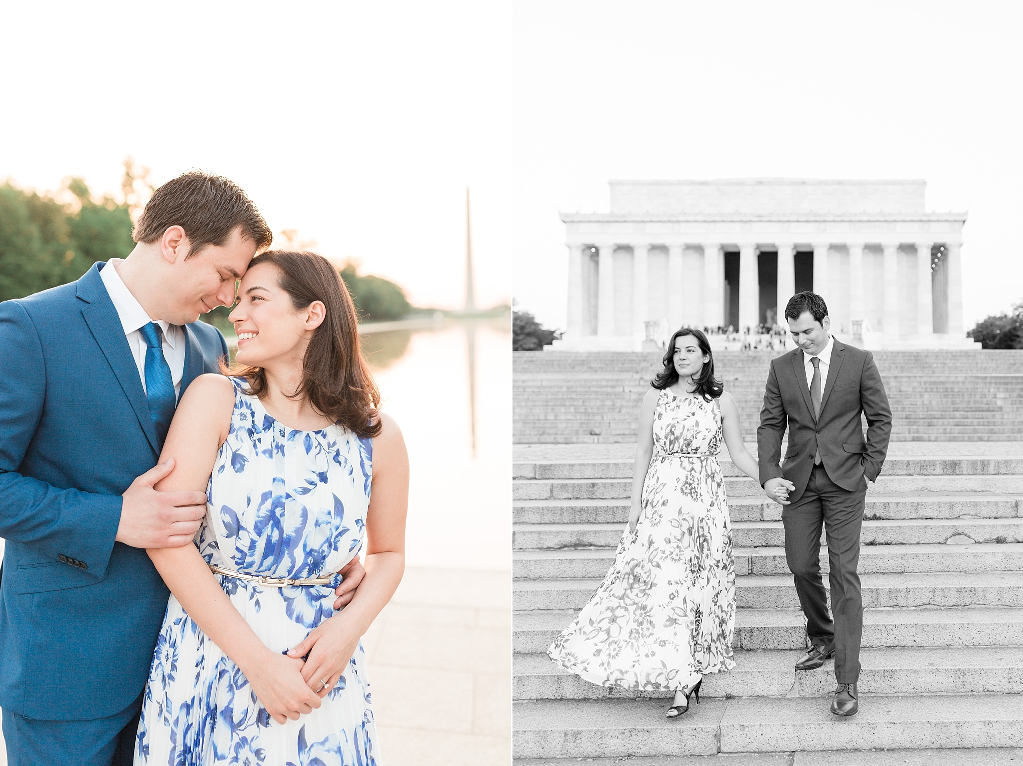 This romantic spring engagement session captures some of the most iconic highlights of Washington, DC including the Lincoln Memorial, Constitution Gardens, and DC War Memorial. 