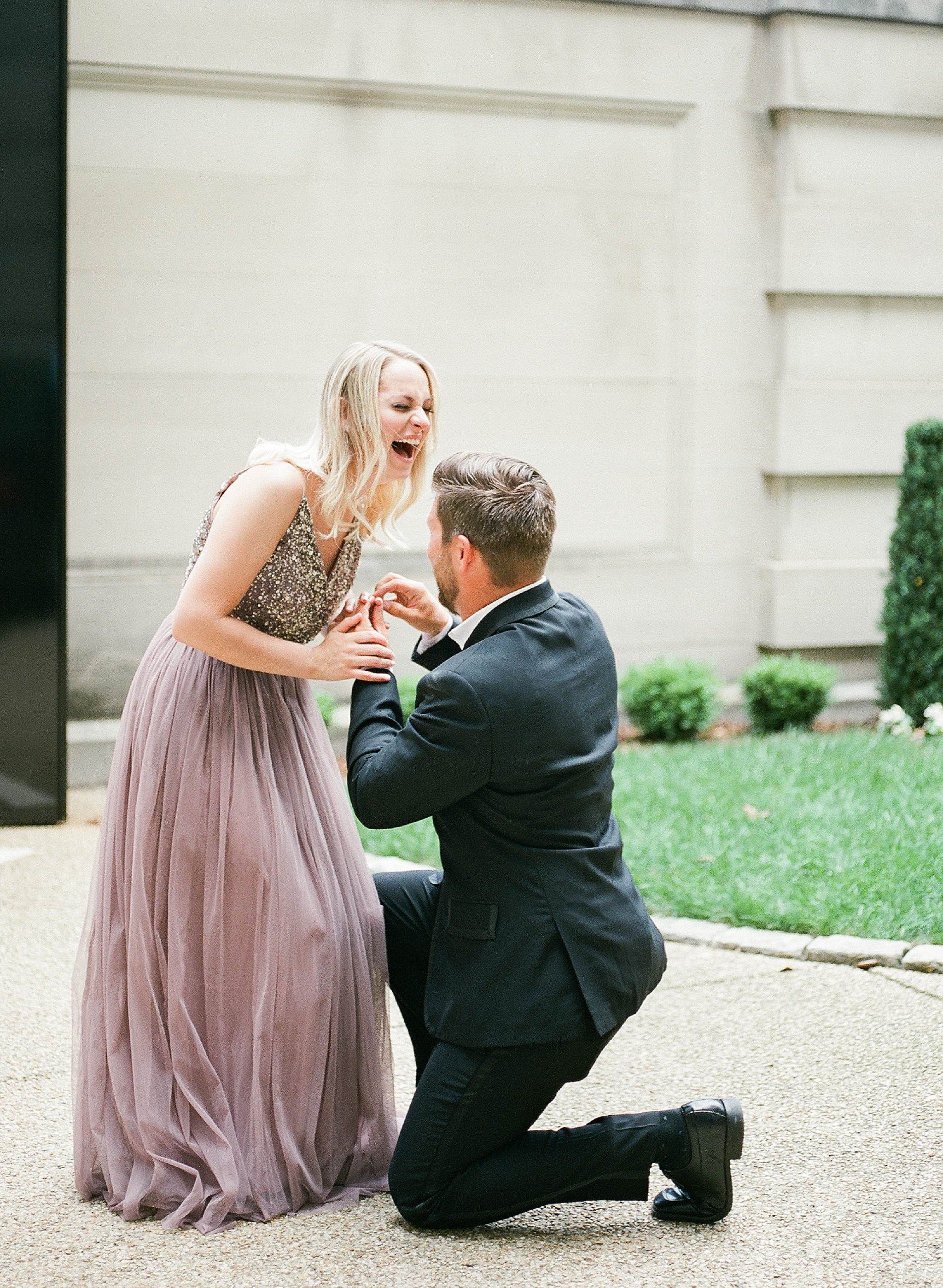 This proposal turned engagement session was photographed at the Anderson House in Washington, DC by film photographer Alicia Lacey.