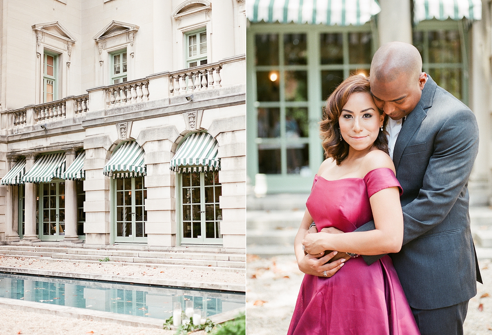 This chic anniversary session was photographed at the Anderson House in Washington, DC by film photographer Alicia Lacey.