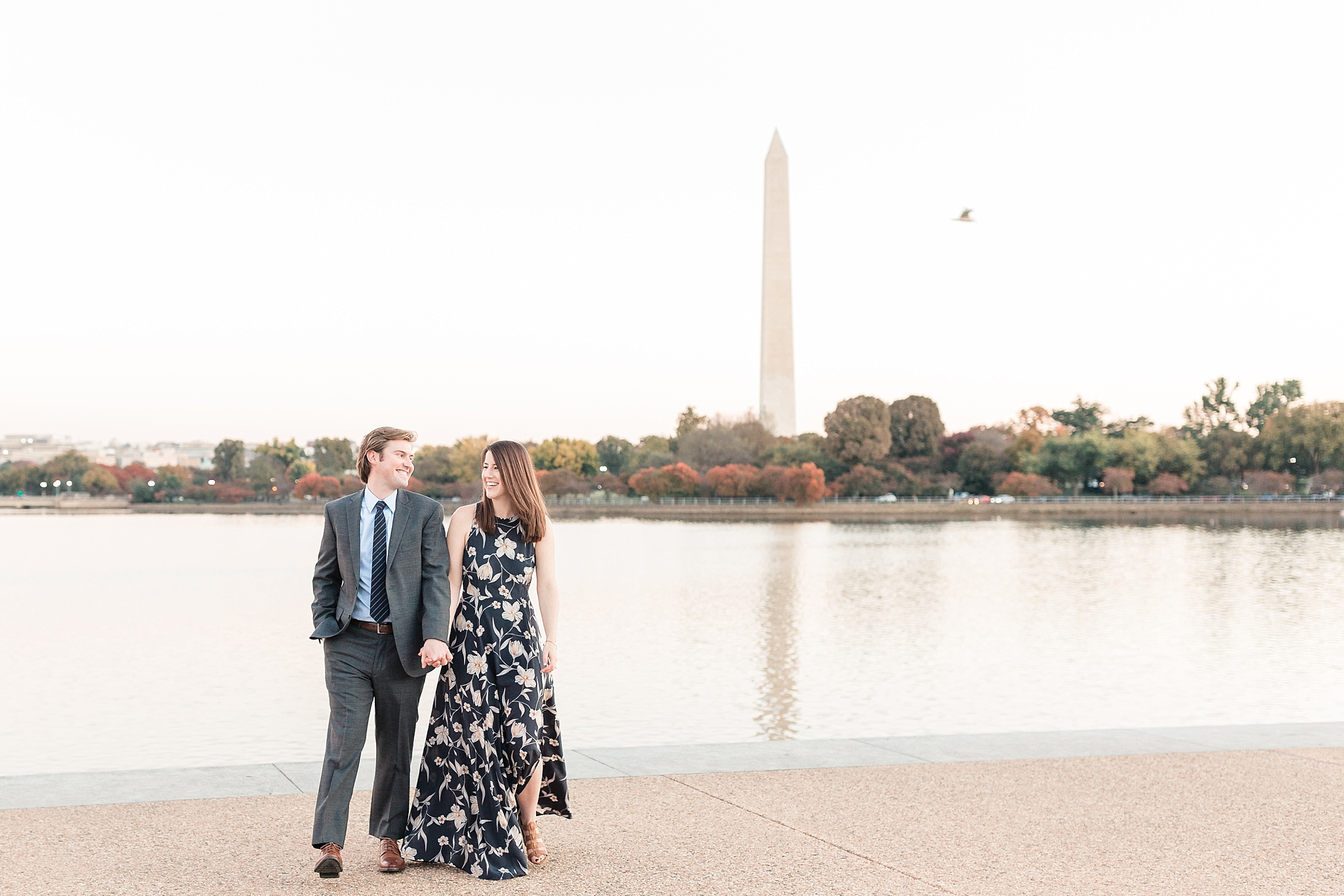 A stylish fall engagement session at the iconic Jefferson Memorial in Washington, DC.
