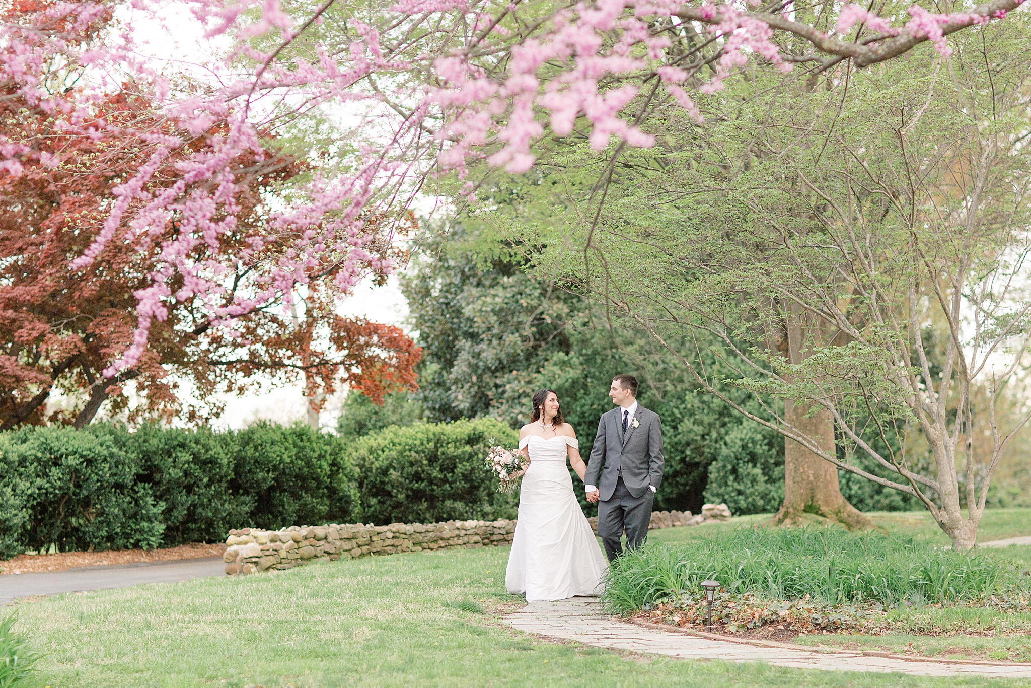 A romantic garden wedding at Hollin Hall in Alexandria, VA.