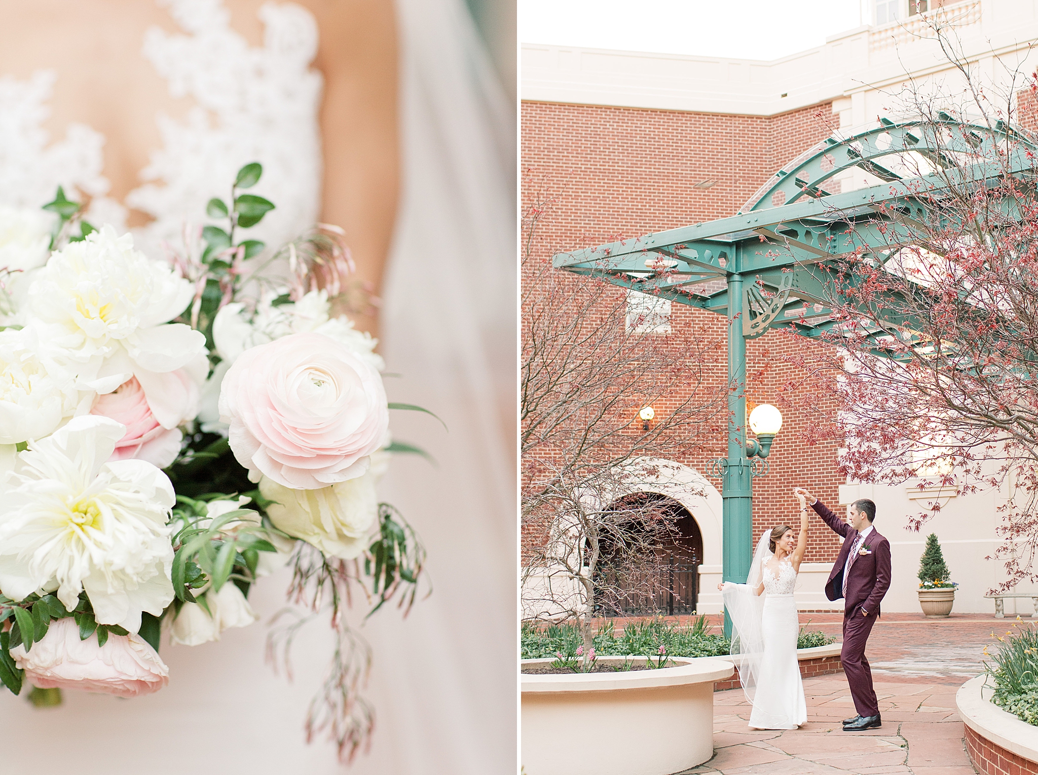 A beautiful spring wedding at the Westin Hotel in Alexandria, VA with portraits around Old Town. 