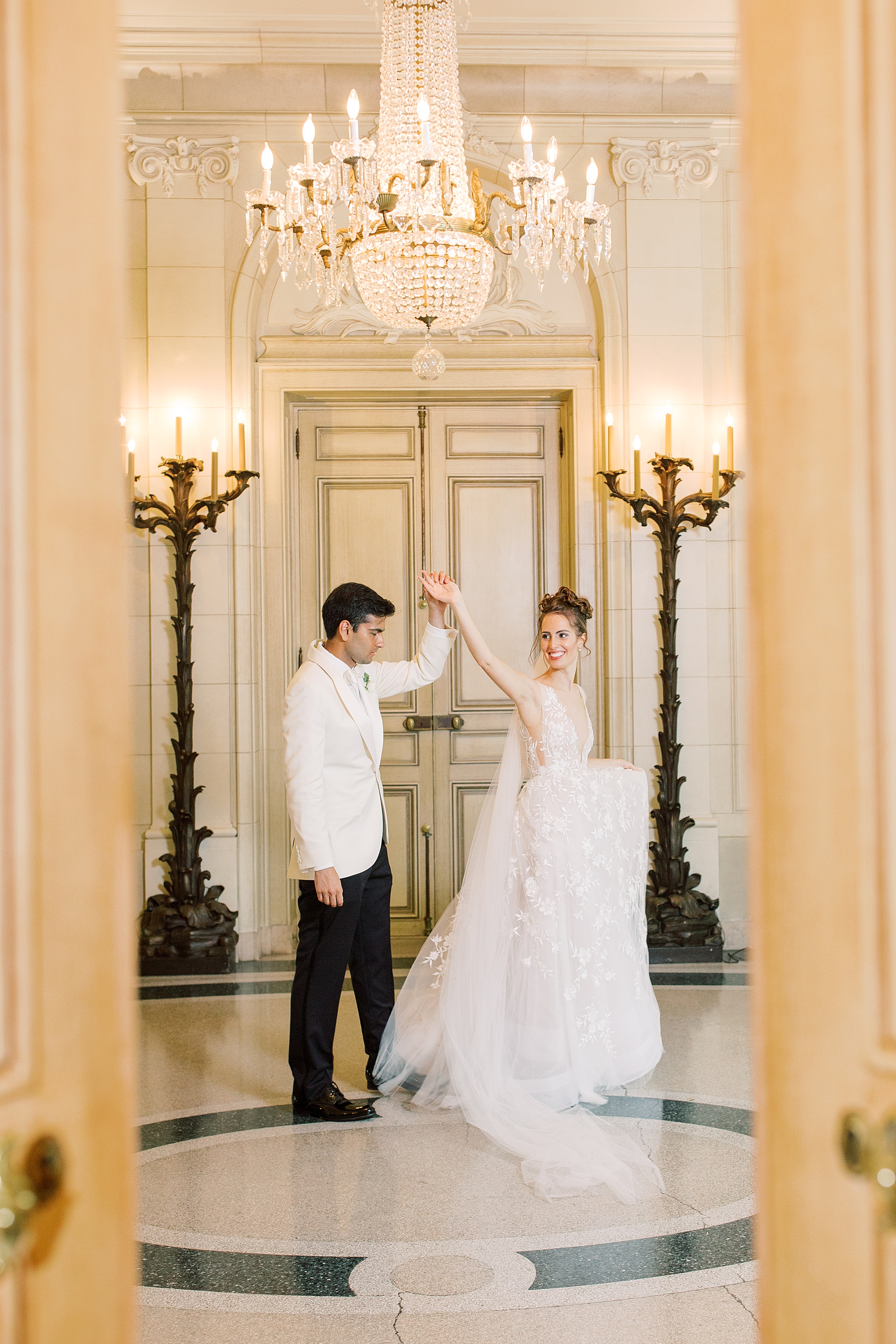 A couple's first dance during a wedding at the Meridian House in Washington, DC.