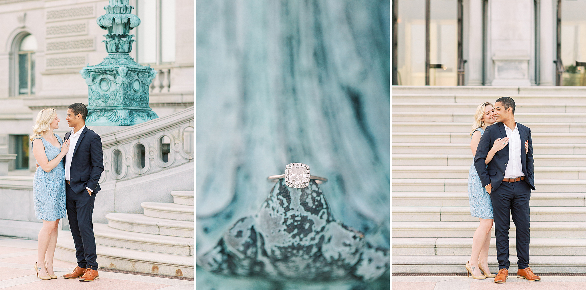 A light-filled summer engagement session in Washington, DC a the US Capitol and Library of Congress.