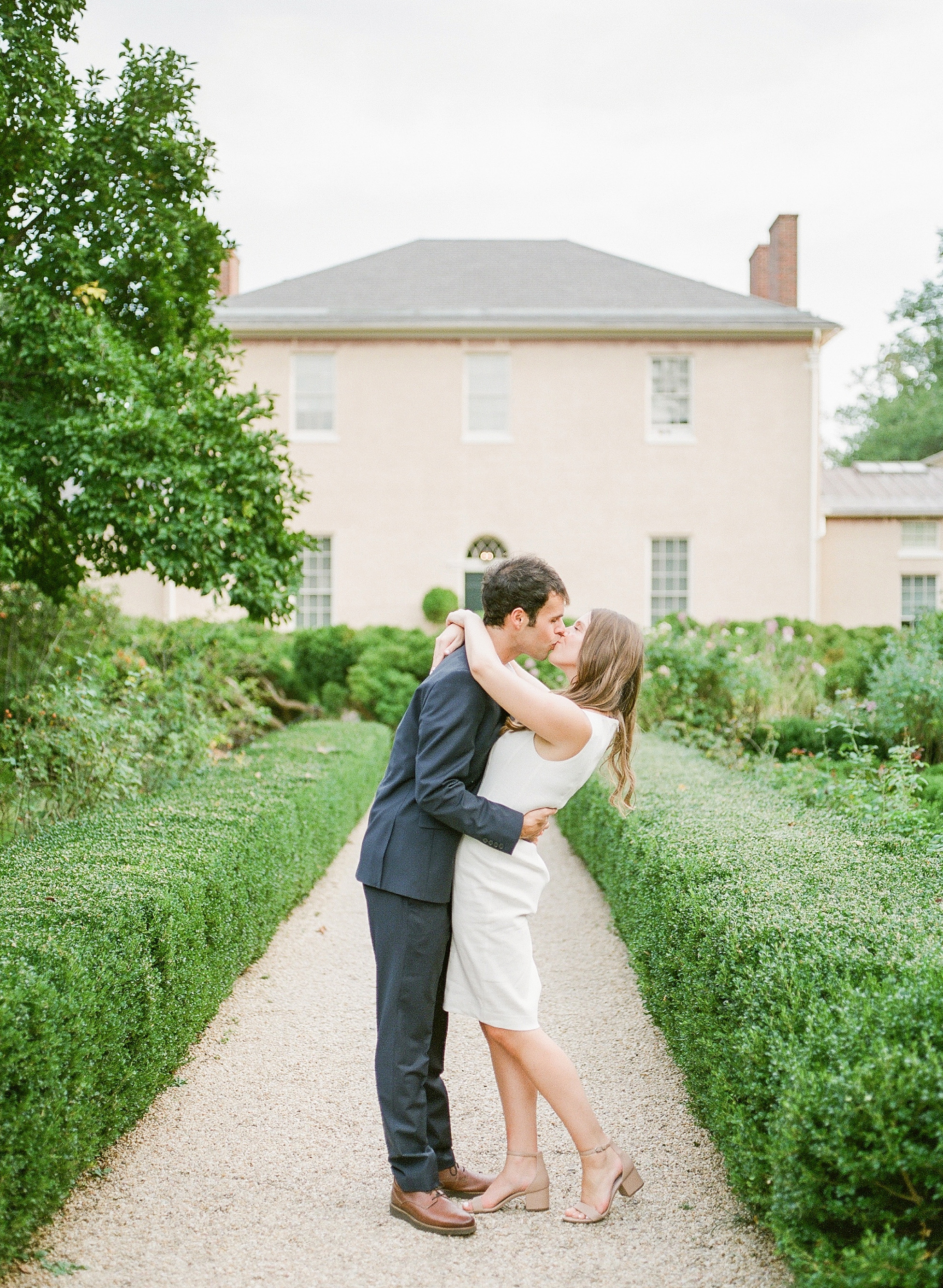 A romantic engagement session in the stunning gardens at Tudor Place in downtown Washington, DC.
