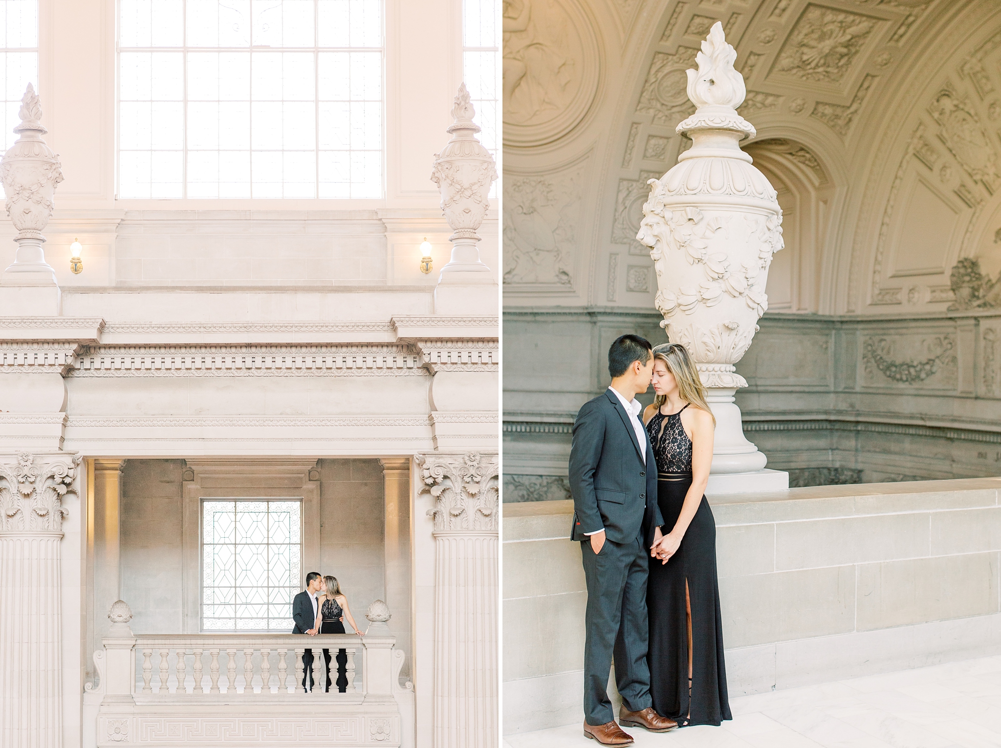 A fine art engagement session at San Francisco's iconic City Hall captured by destination wedding photographer, Alicia Lacey.