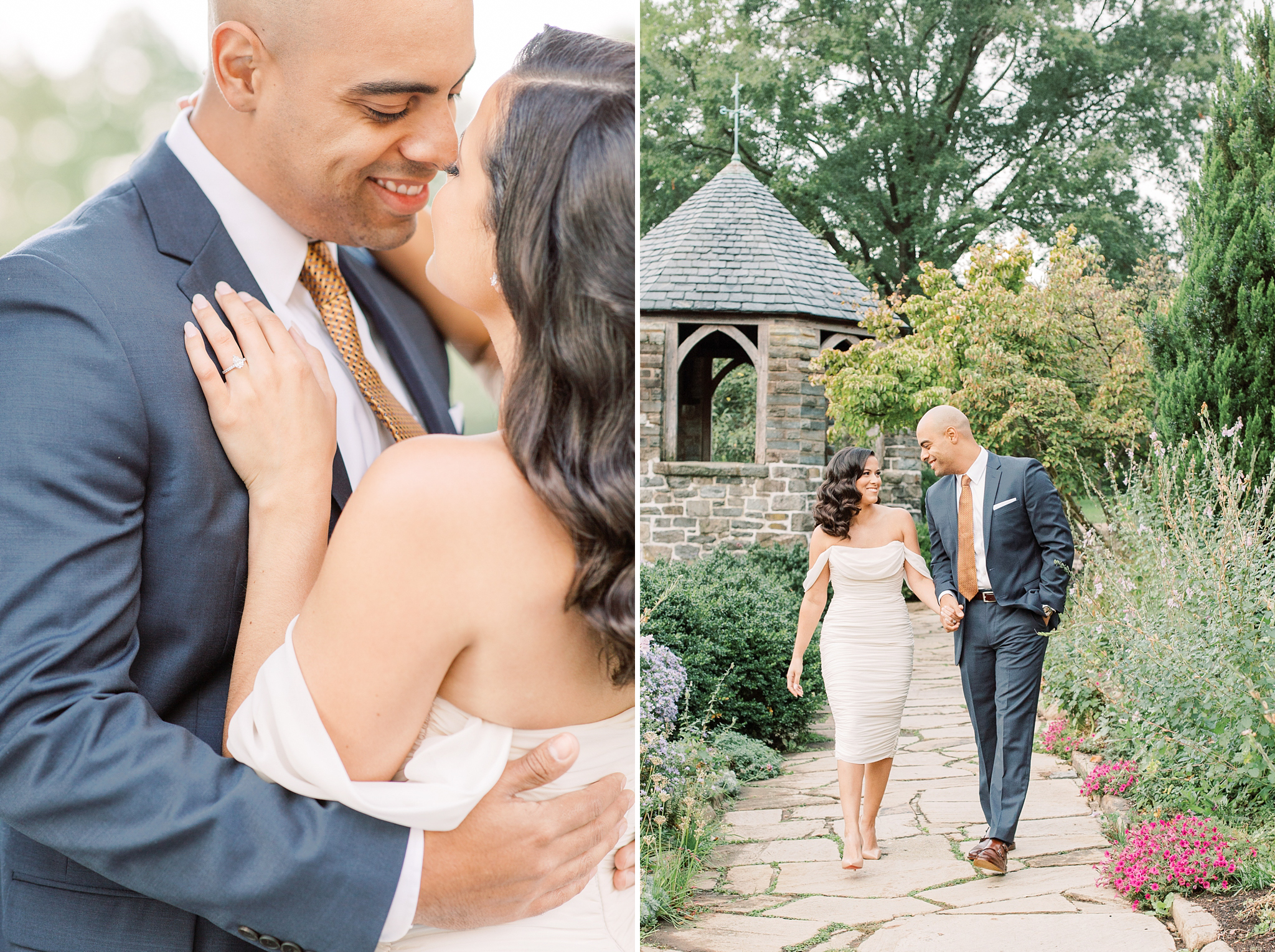 A romantic sunrise engagement session at National Cathedral in Washington, DC.