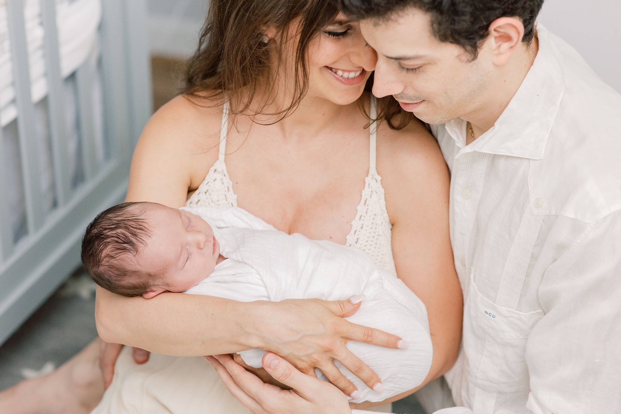 A lifestyle newborn session photographed by Washington, DC photographer, Alicia Lacey.