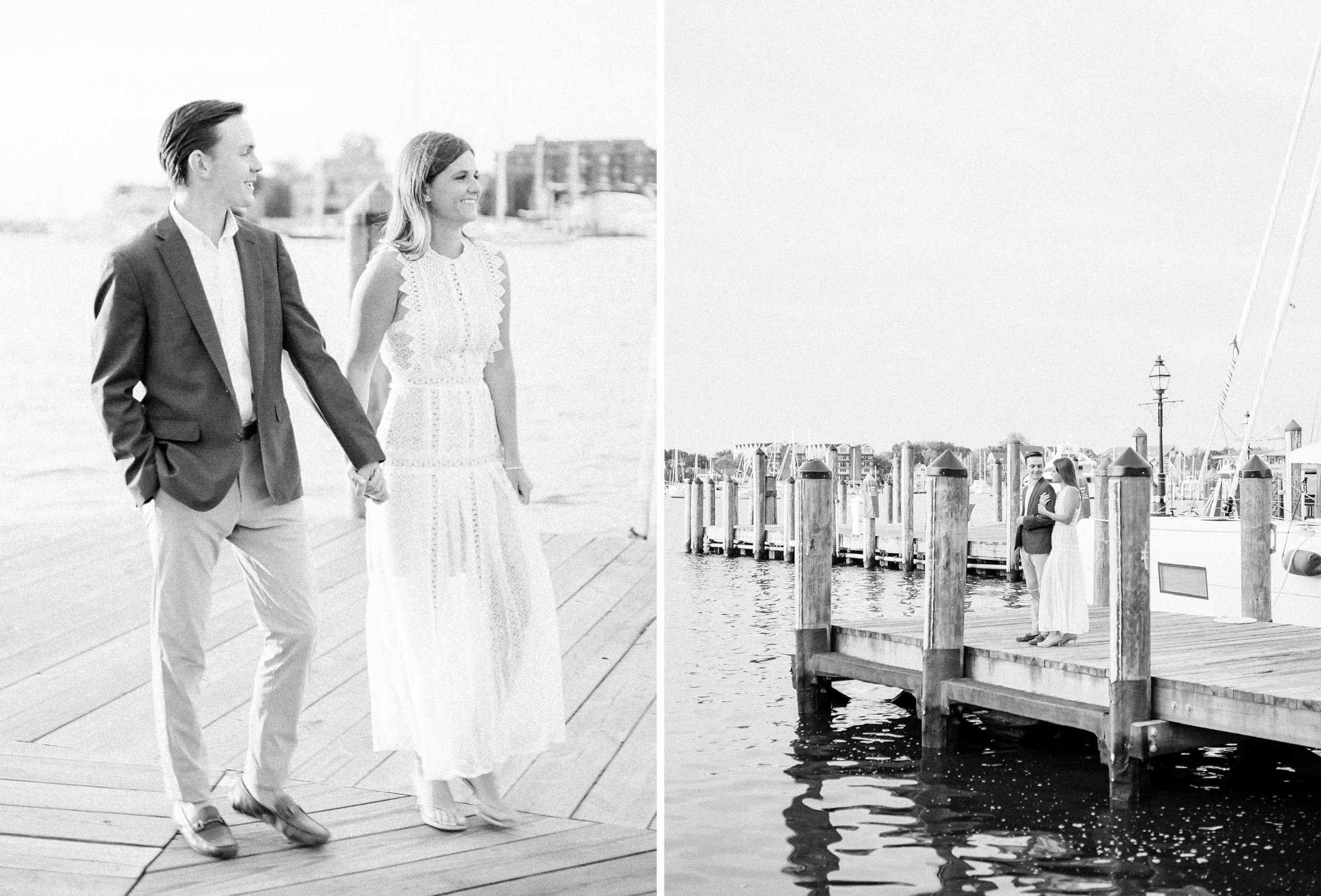 A beautiful fine art film engagement session captured in downtown Annapolis at sunrise by Washington, DC photographer, Alicia Lacey.