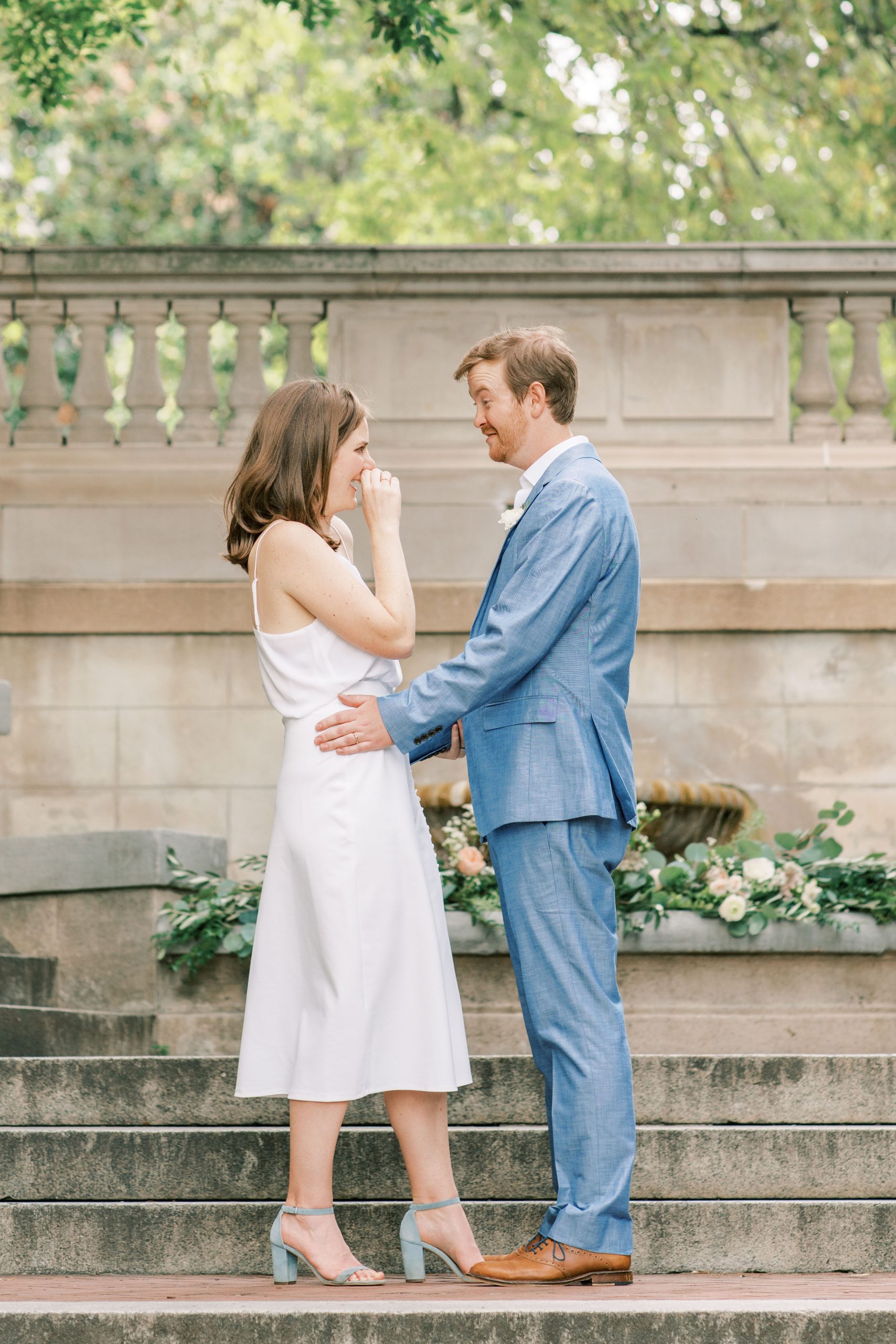 An intimate elopement wedding at the Spanish Steps in the Kalorama neighborhood of Washington, DC; complete with a newlywed picnic!