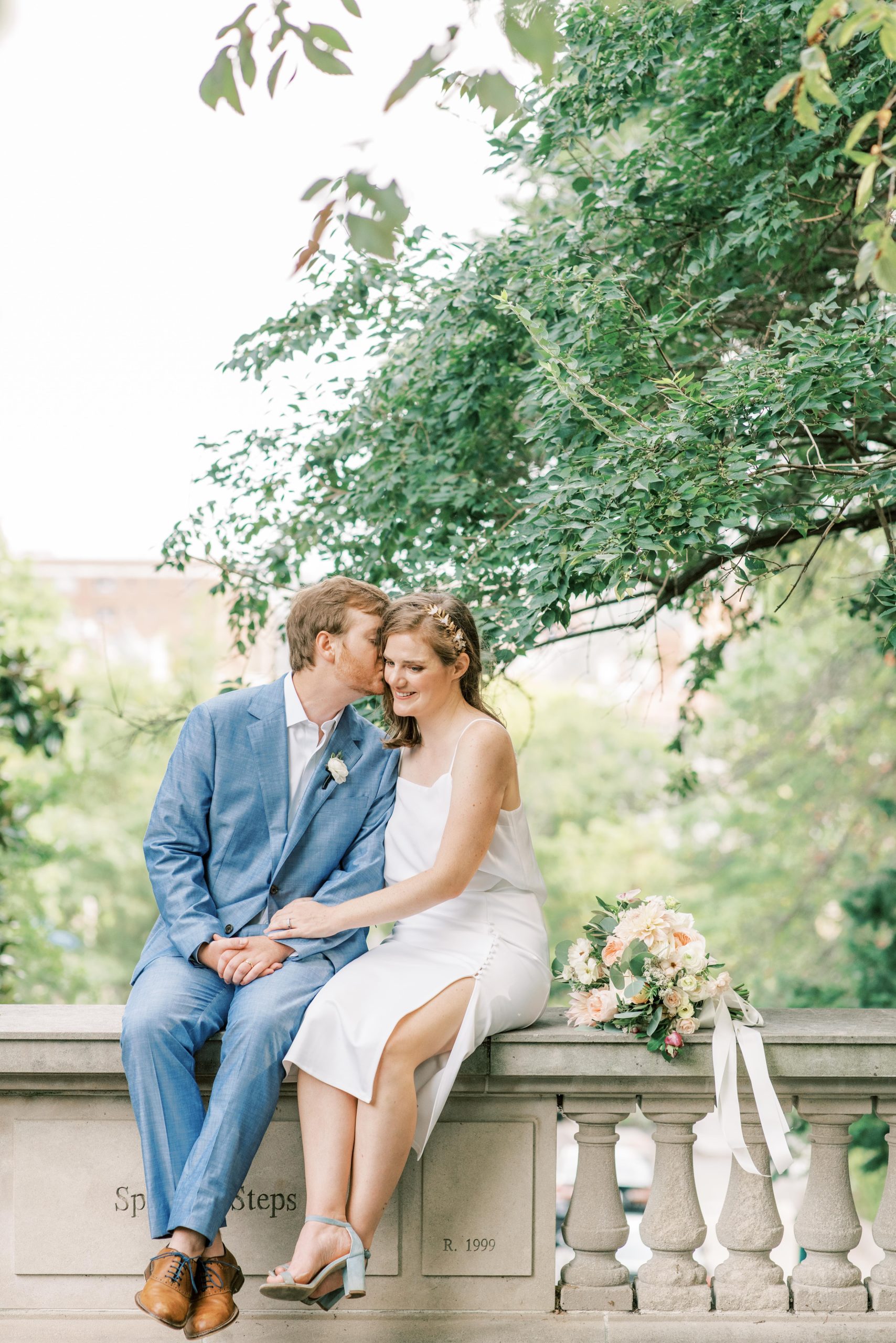 An intimate elopement wedding at the Spanish Steps in the Kalorama neighborhood of Washington, DC; complete with a newlywed picnic!