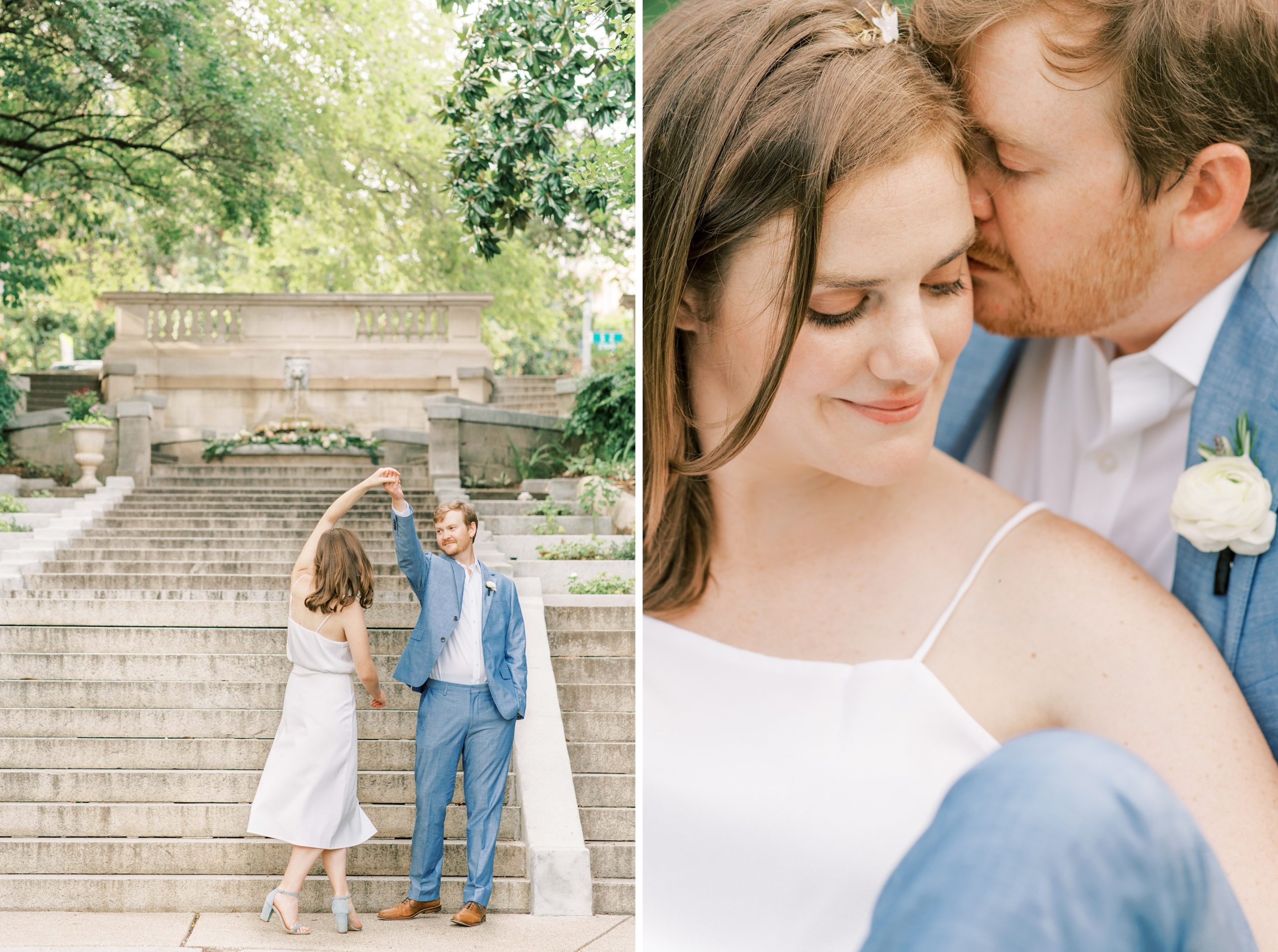 An intimate elopement wedding at the Spanish Steps in the Kalorama neighborhood of Washington, DC; complete with a newlywed picnic!